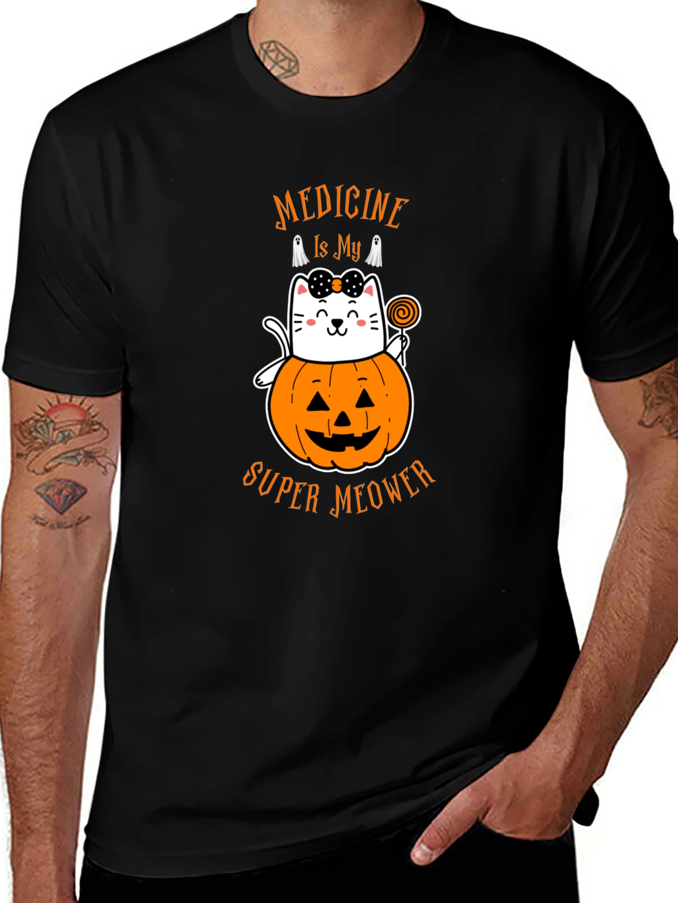 Variant 29 of Halloween Cat Pumpkin Graphic Tee