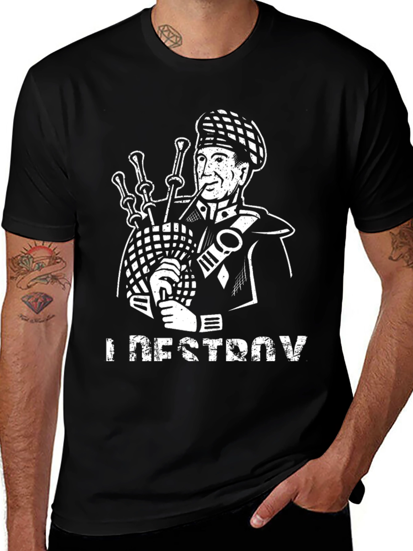 Variant 13 of Bagpipe T-Shirt - I Destroy Funny Scottish Gift