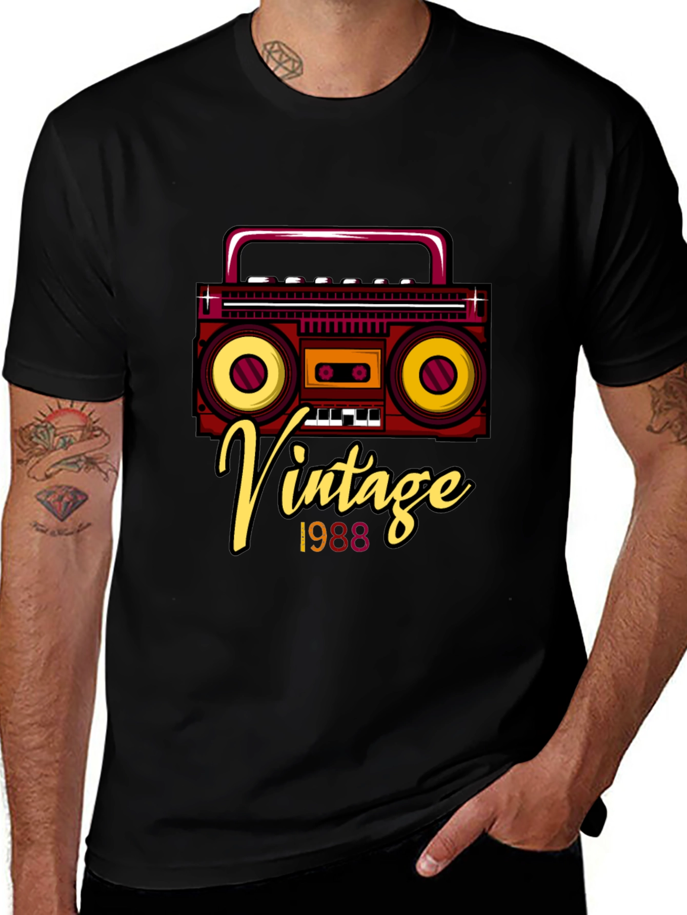 Variant 16 of Vintage 1988 Boombox Black T-Shirt