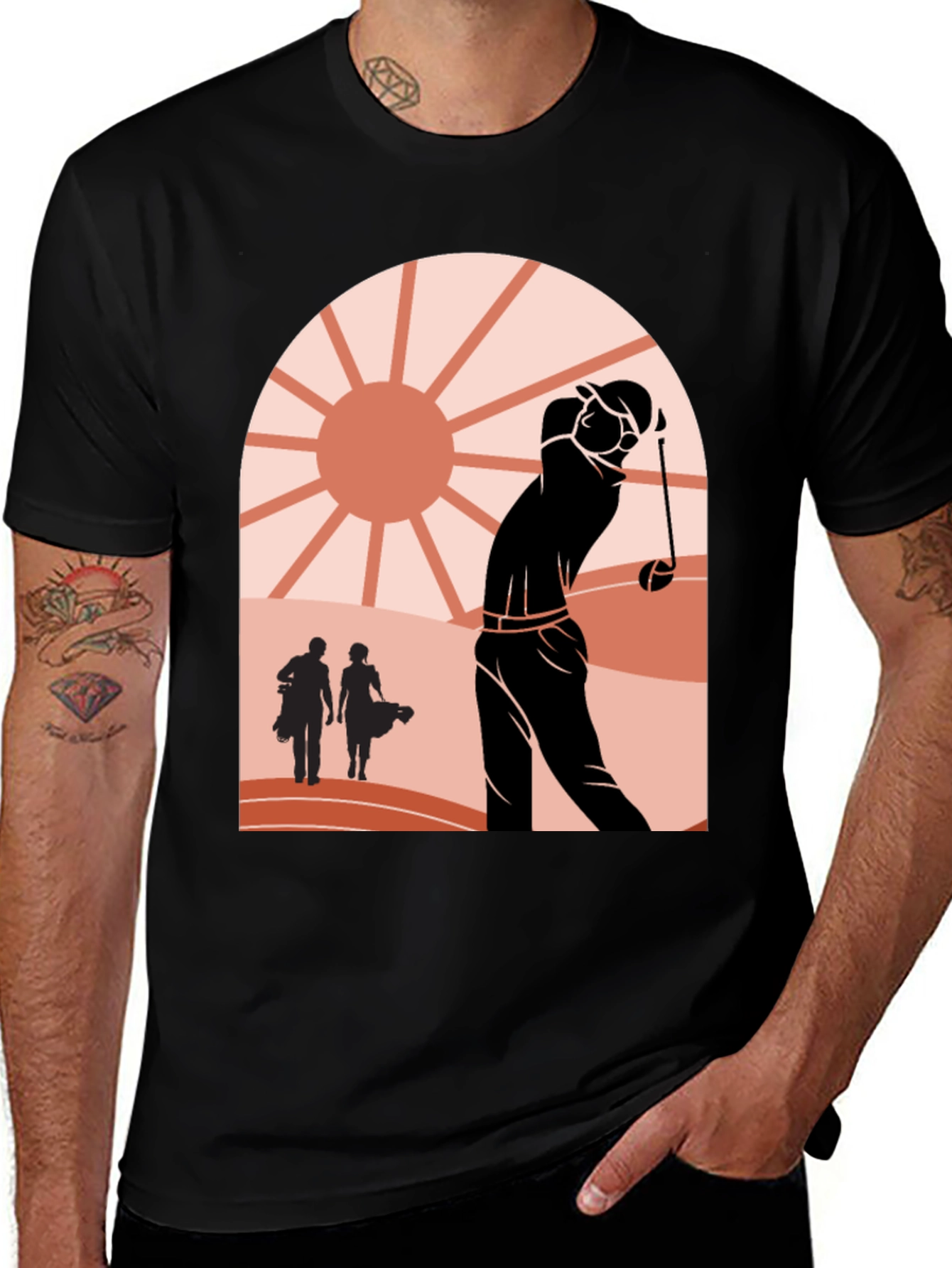 Variant 7 of Retro Golf Scene Graphic Tee