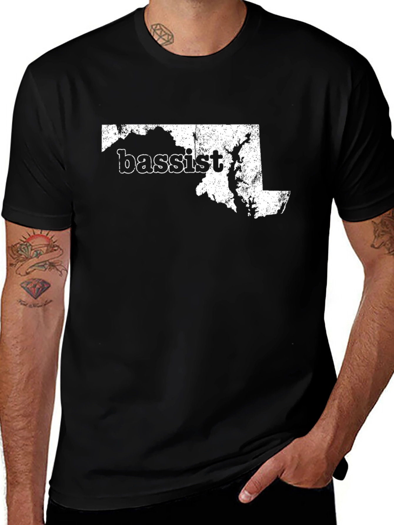 Variant 29 of Maryland Bassist T-Shirt - Distressed Design