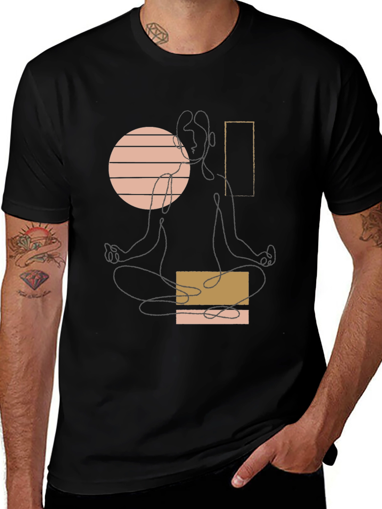 Variant 10 of Minimalist Yoga T-Shirt - Black Graphic Tee