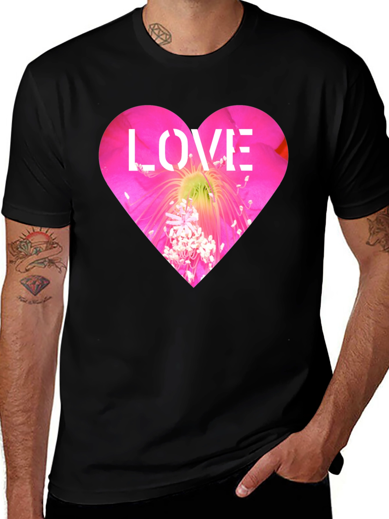 Variant 7 of Floral Heart Love T-Shirt - Bold Graphic Tee
