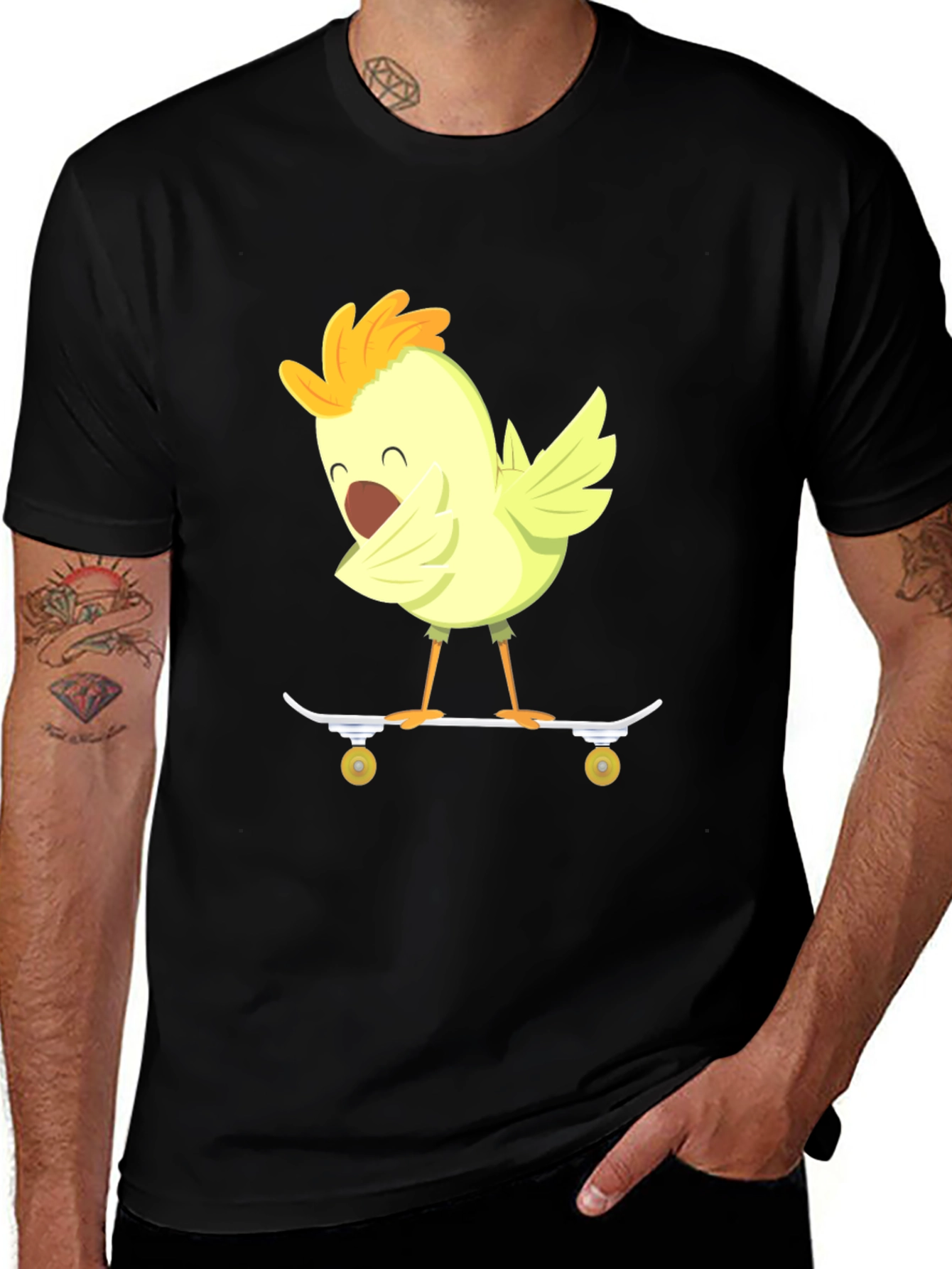Variant 11 of Skateboarding Chicken Graphic Tee