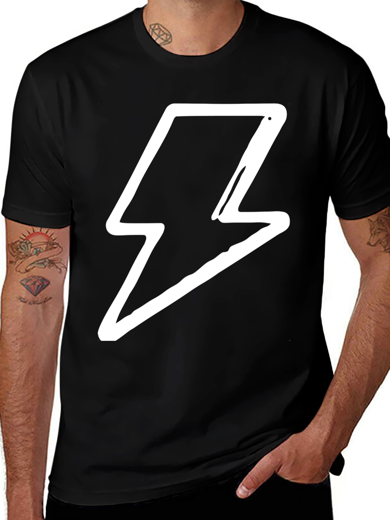 Variant 15 of Bold Lightning Bolt Graphic Tee - Black