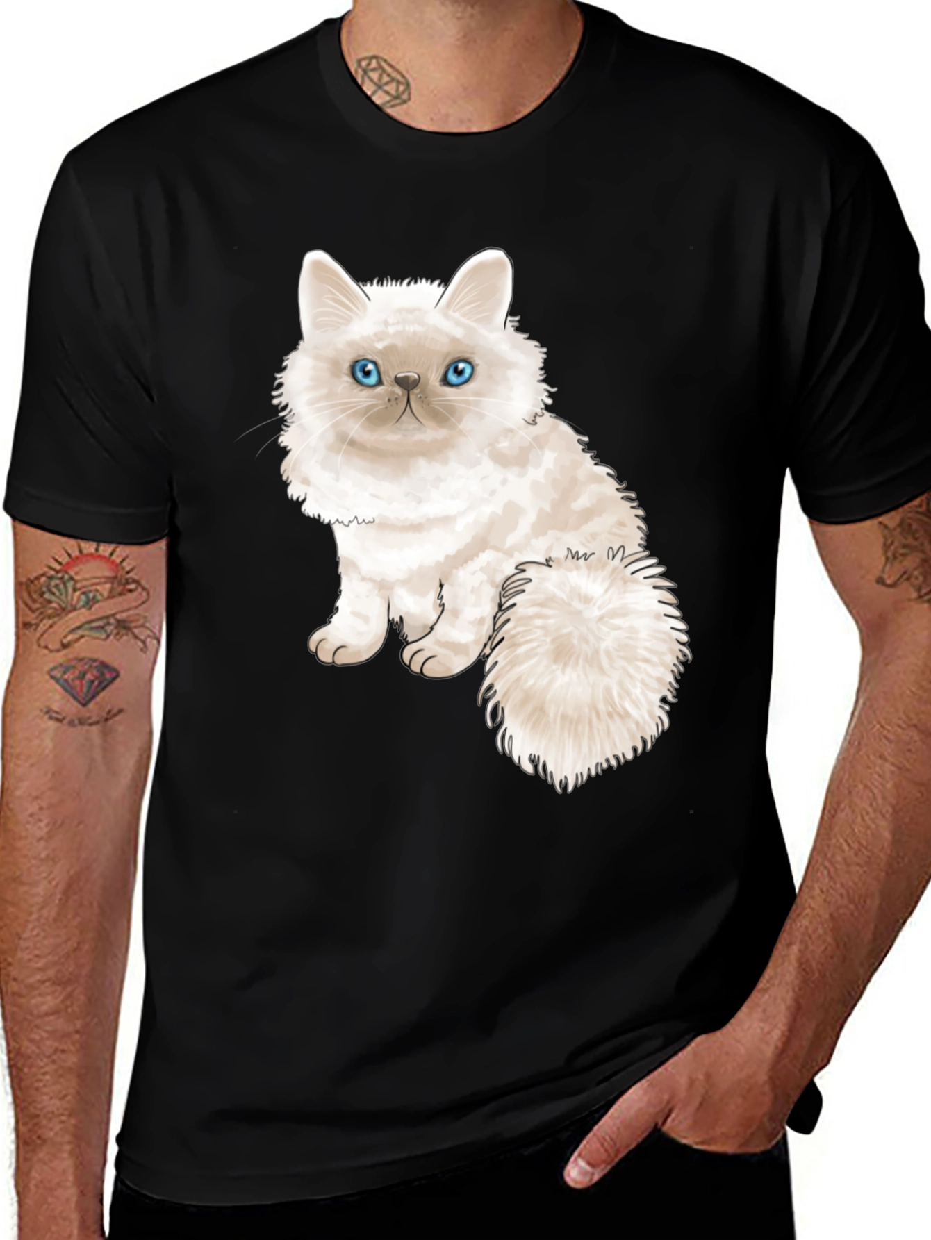 Variant 8 of Cute Cat Graphic Tee - Black