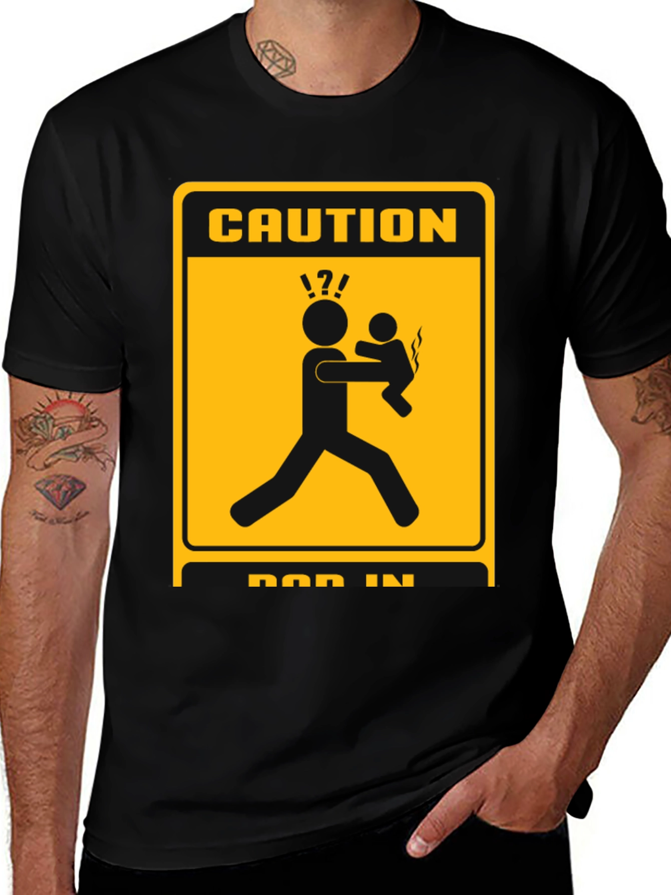 Variant 10 of Caution Dad In Over His Head Funny Novelty T-Shirt