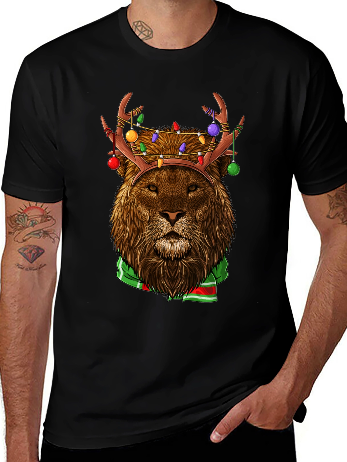Variant 14 of Festive Lion Graphic Tee - Holiday Apparel