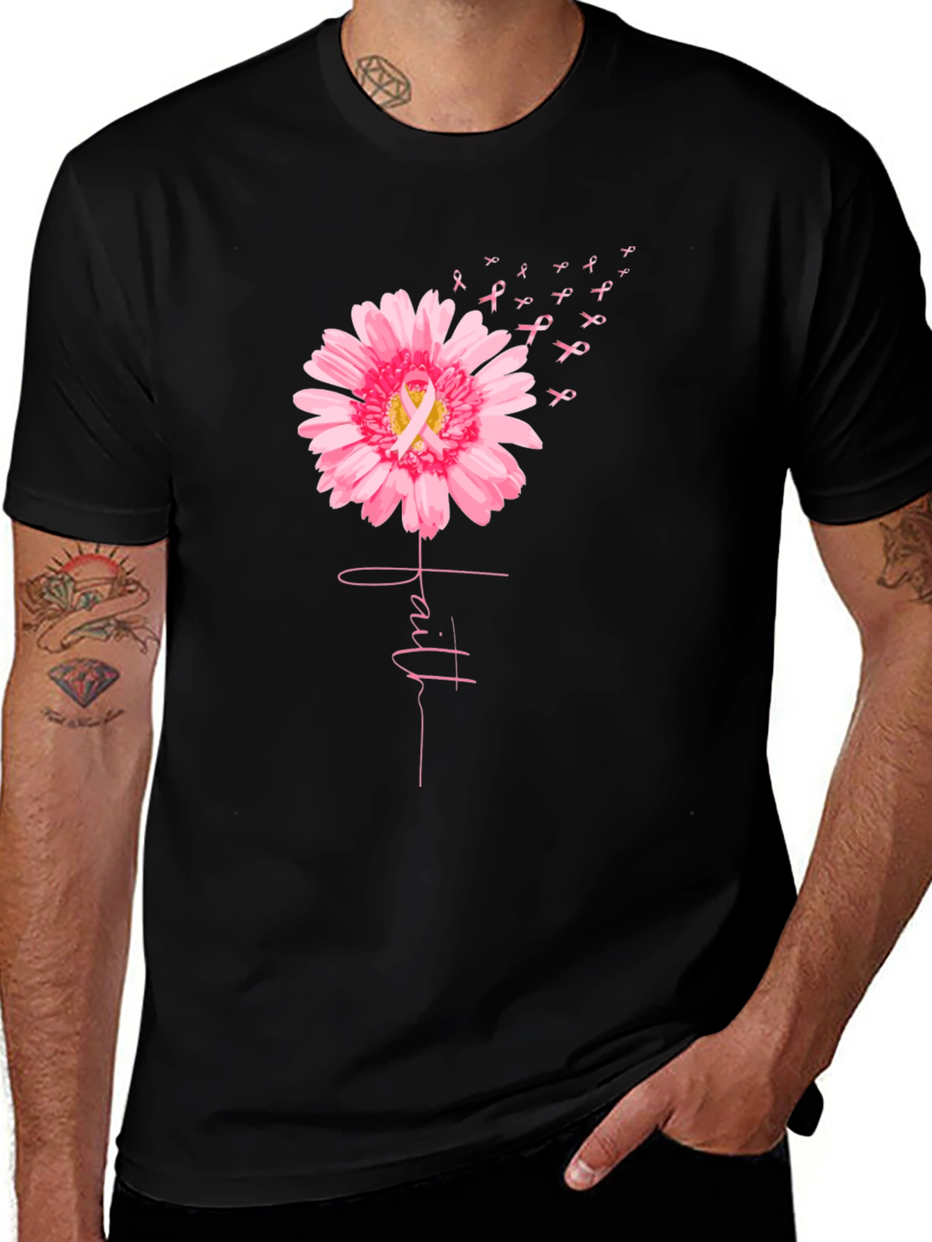 Variant 17 of Faith Flower Breast Cancer Awareness T-Shirt