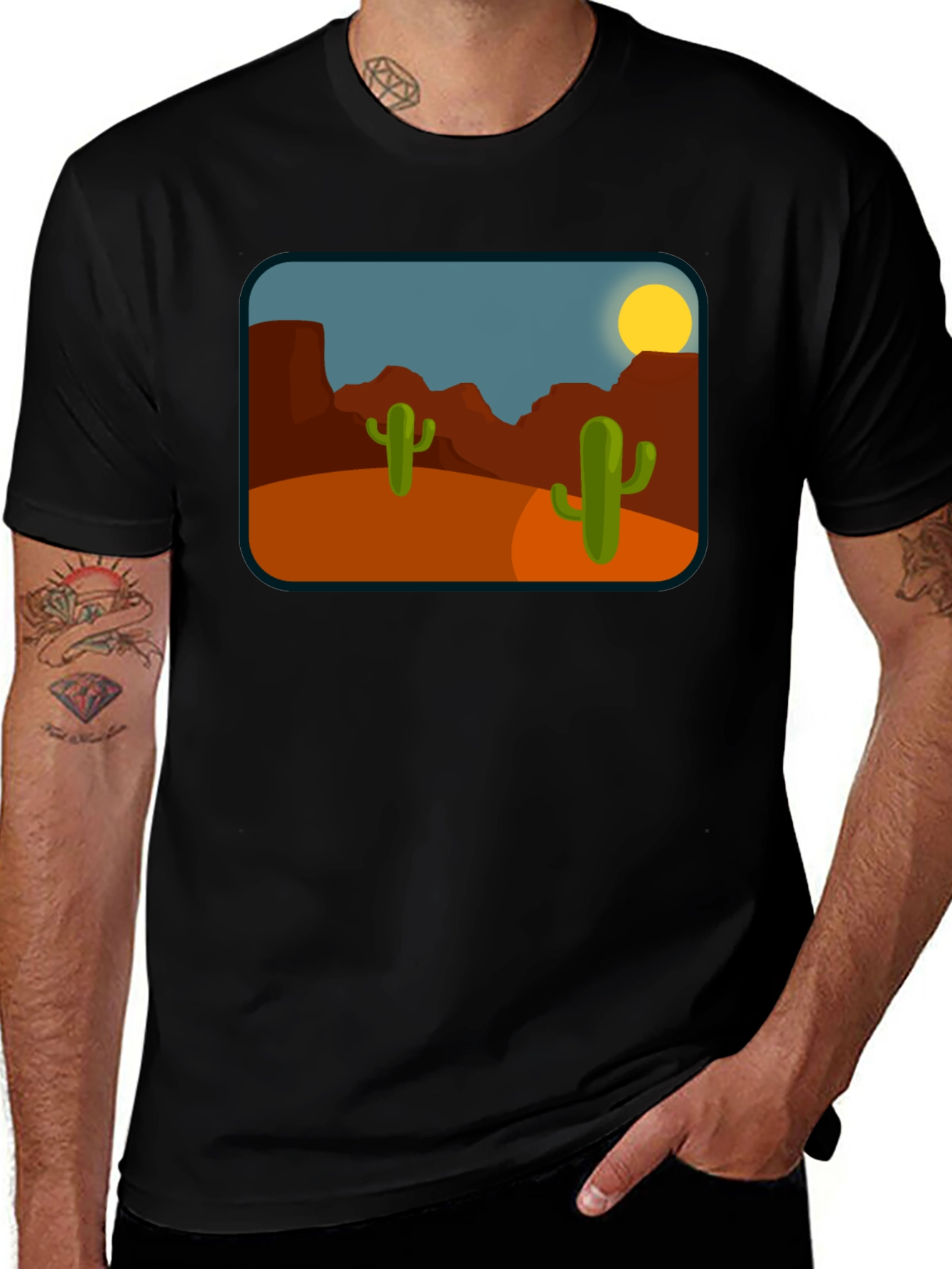 Variant 30 of Desert Cactus Graphic T-Shirt - Black
