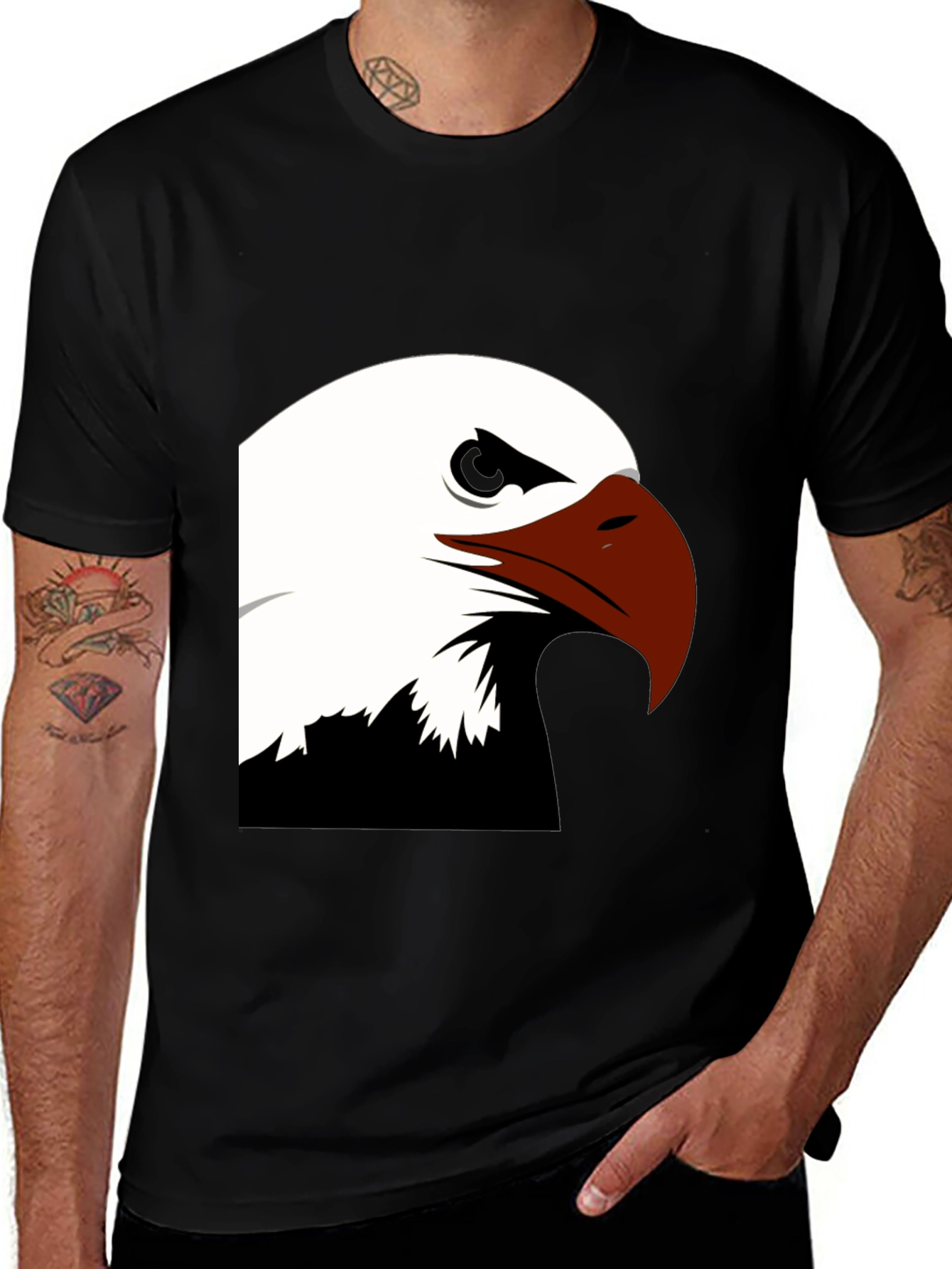 Variant 9 of Bold Eagle Graphic Tee - Black Cotton Blend Shirt