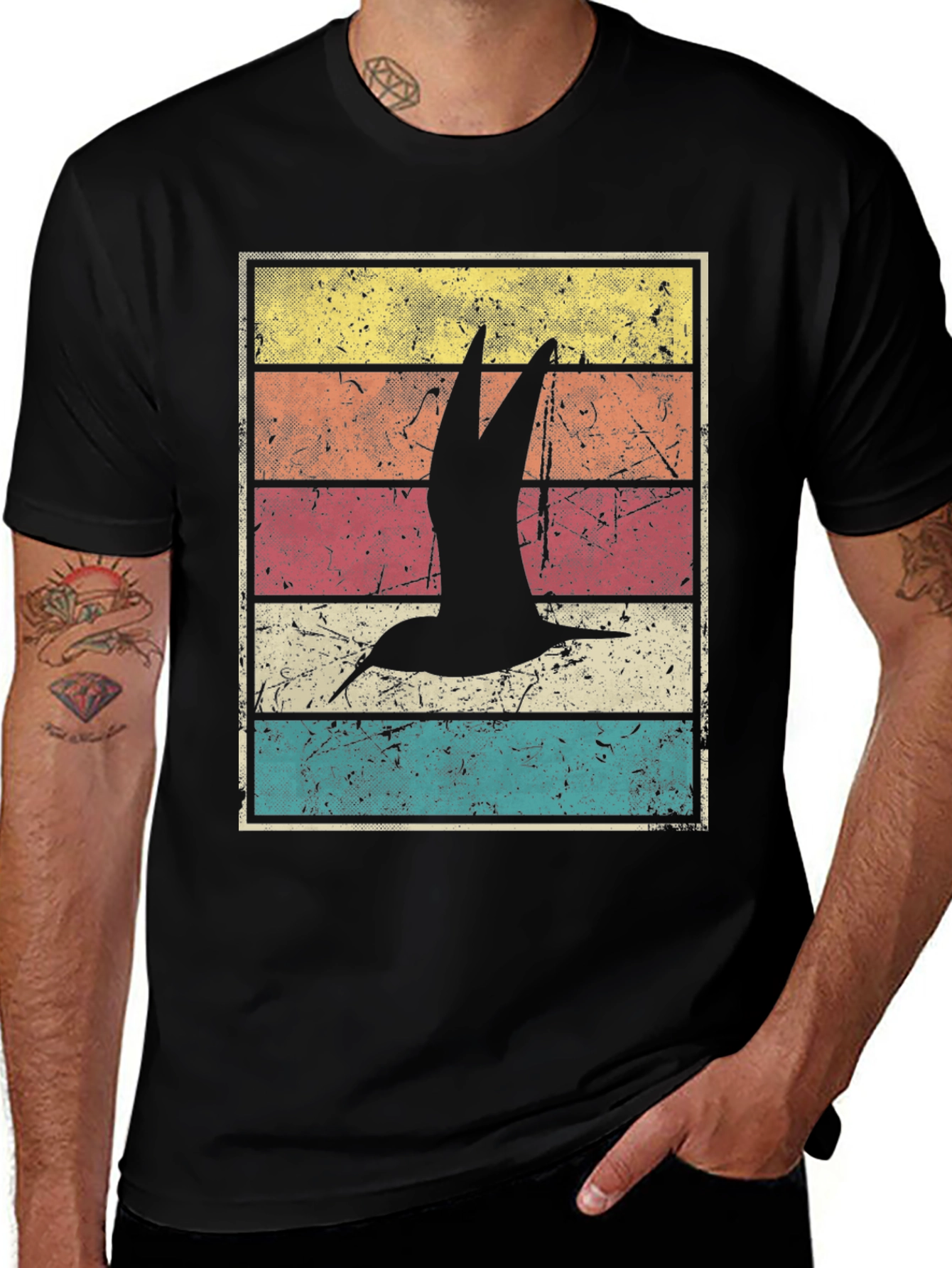 Variant 18 of Retro Bird Silhouette Graphic T-Shirt