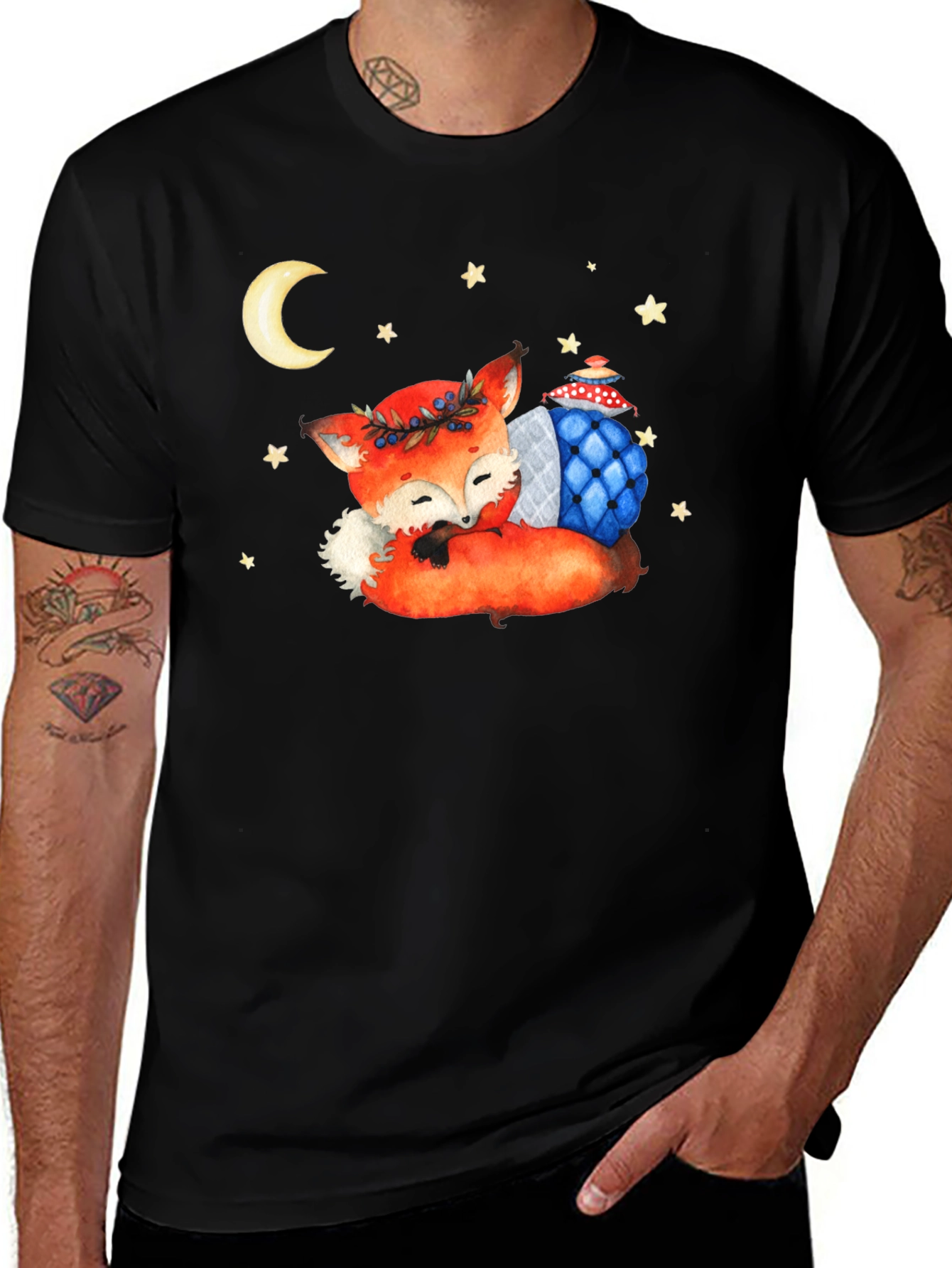 Variant 19 of Dreamy Fox Graphic Tee - Cozy Night Shirt