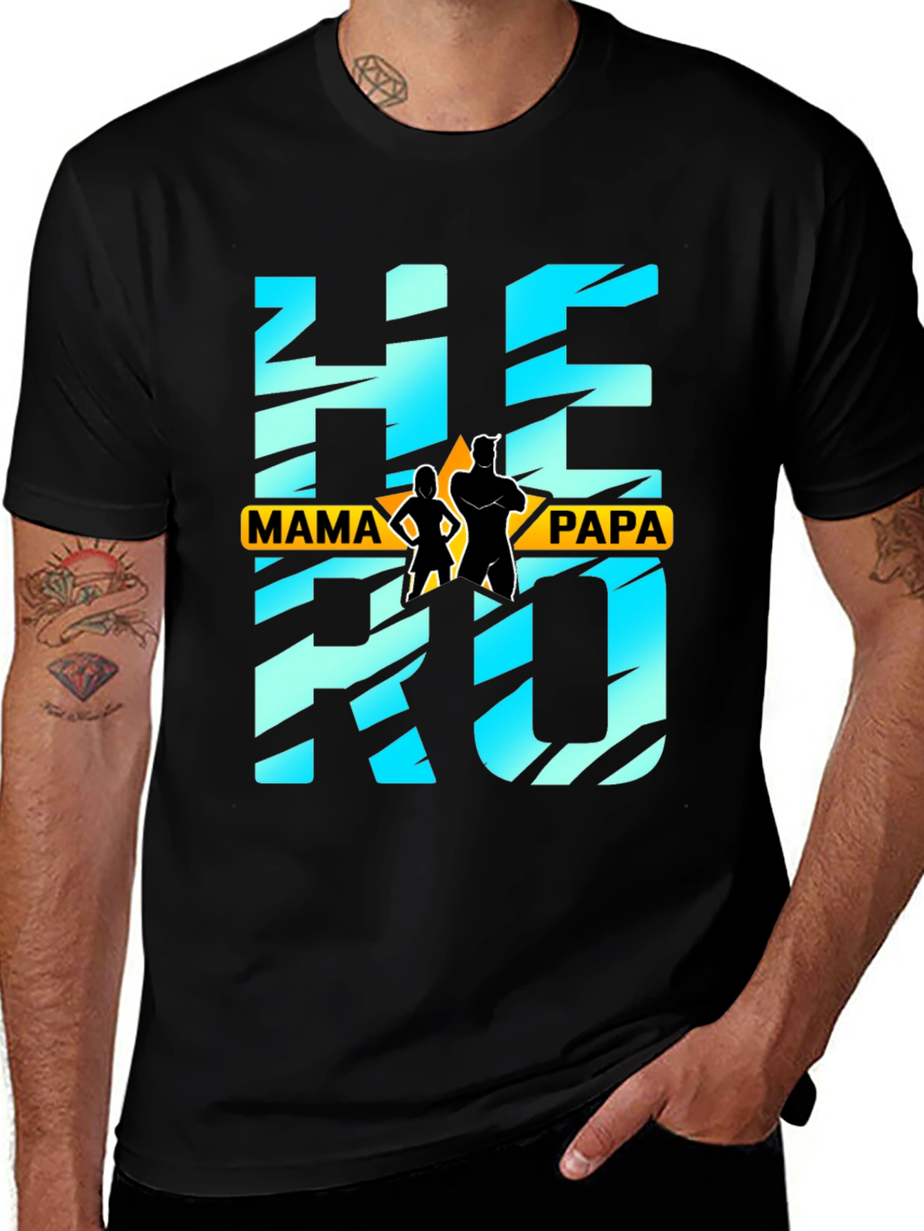 Variant 29 of Hero Mama & Papa Graphic Tee - Family T-Shirt