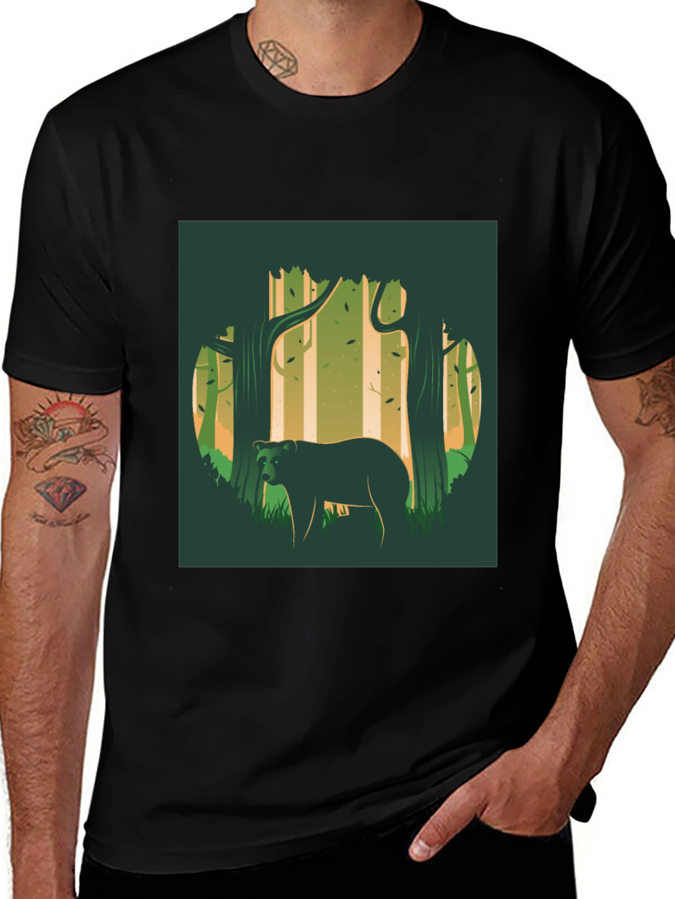 Variant 6 of Bear in Forest Graphic Tee - Nature Lover Shirt
