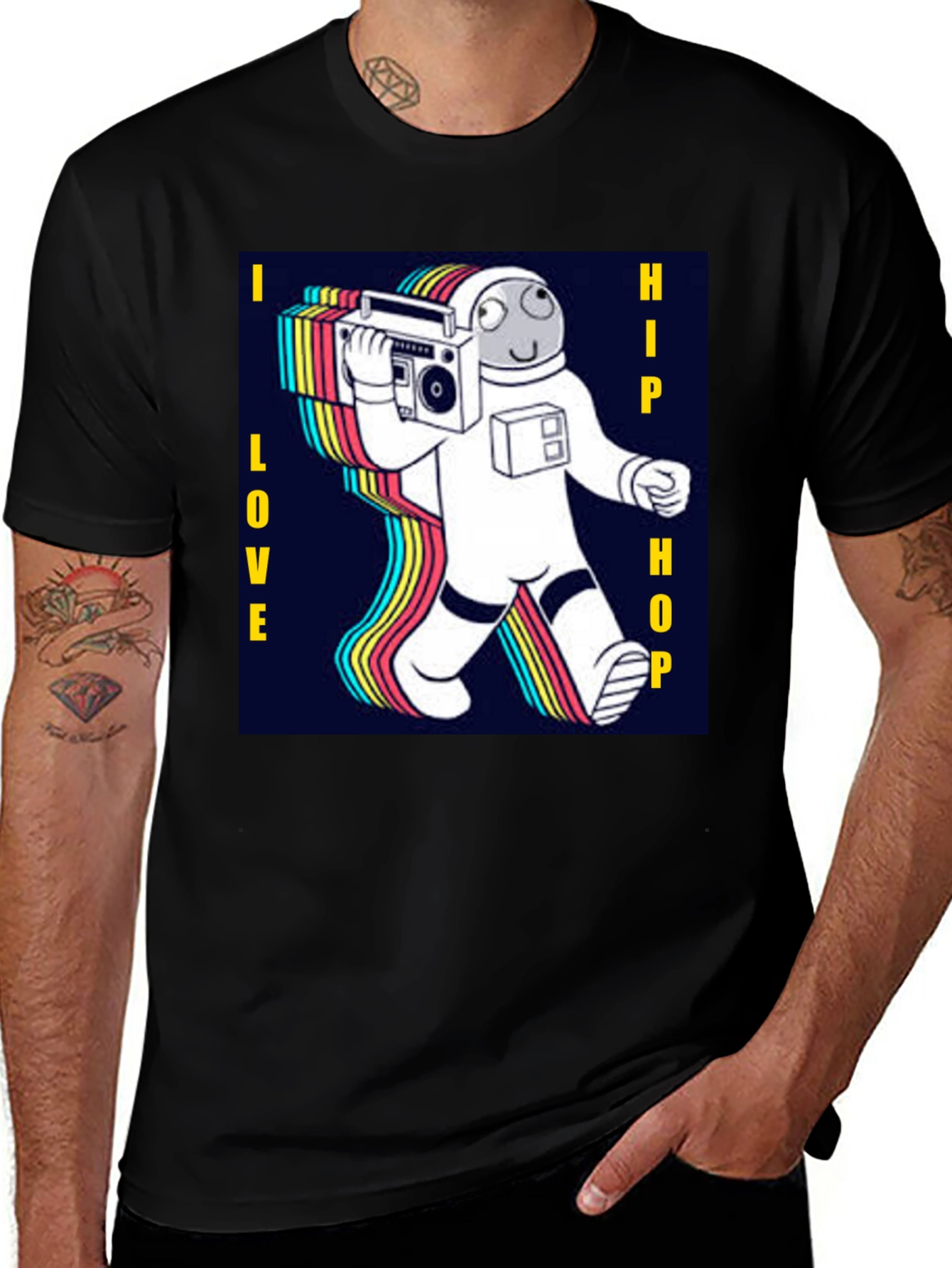 Variant 7 of Astronaut Boombox Graphic Tee - I Love Hip Hop T-Shirt