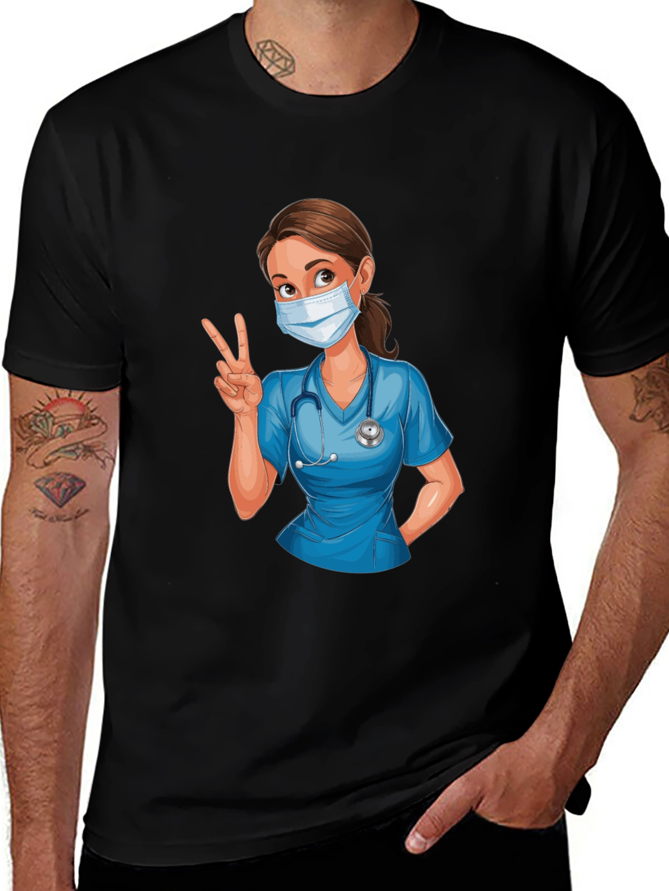 Variant 5 of Nurse Cartoon Graphic T-Shirt - Unisex Casual Tee