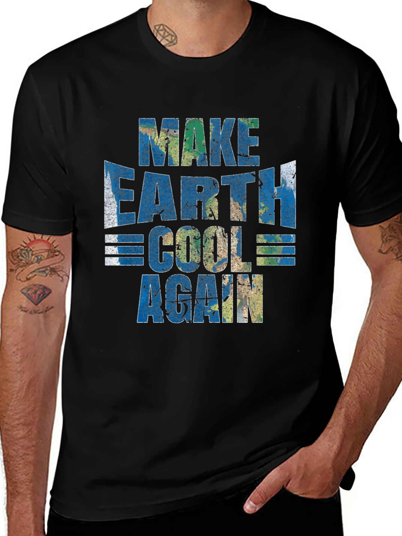 Variant 11 of Make Earth Cool Again Black Graphic T-Shirt