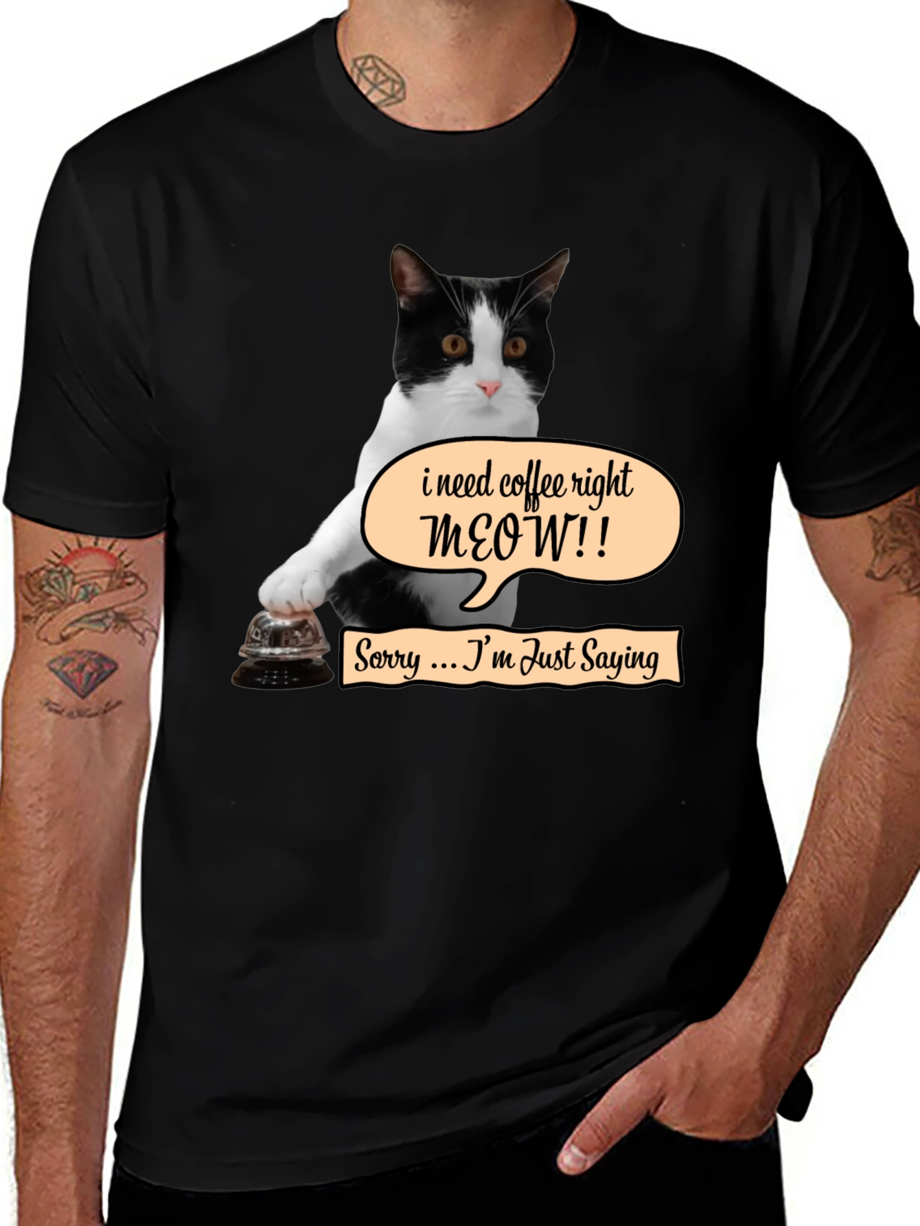 Black Coffee Meow Cat T-Shirt - Funny Novelty Tee main image