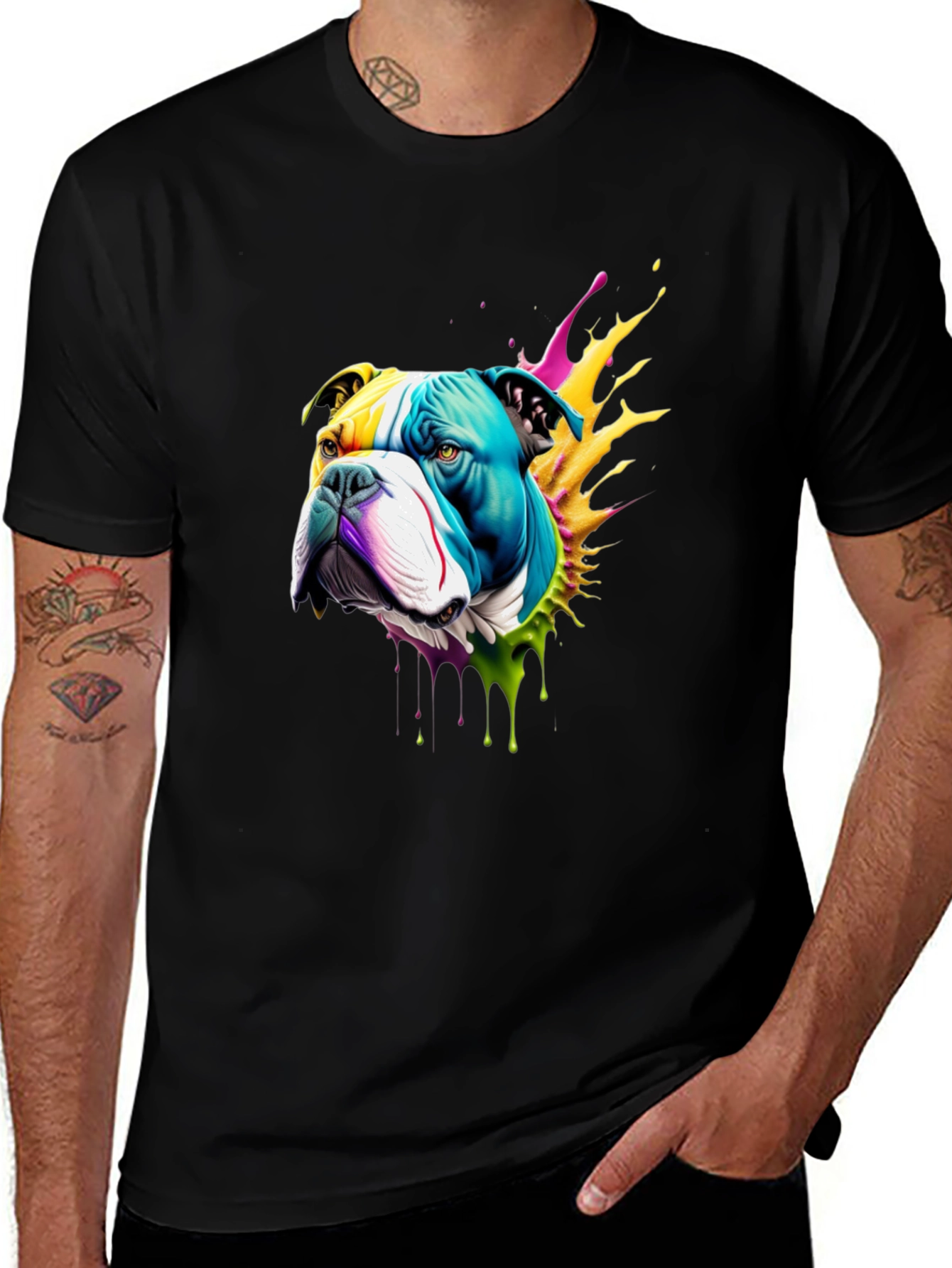Variant 2 of Colorful Bulldog Graphic T-Shirt