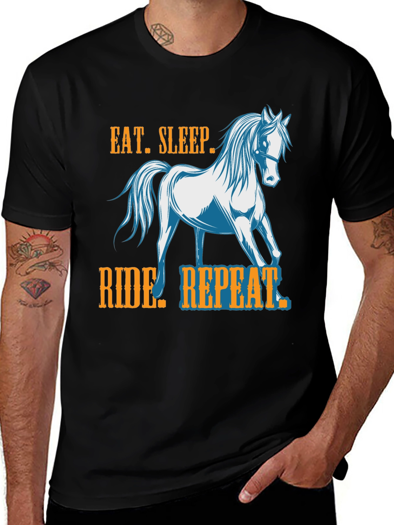 Variant 13 of Eat Sleep Ride Repeat Black T-Shirt