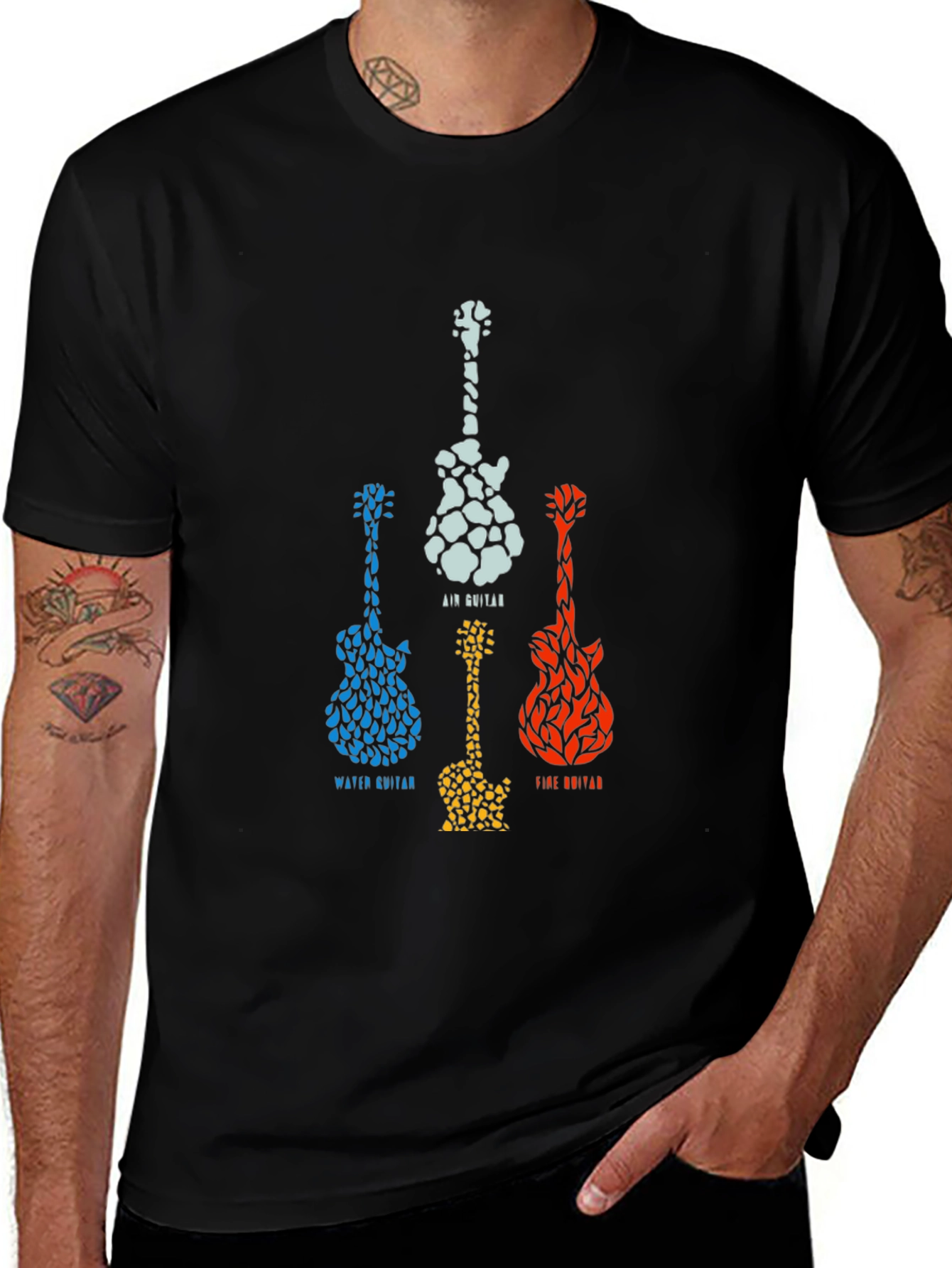 Variant 18 of Elemental Guitar T-Shirt - Air, Water, Earth, Fire