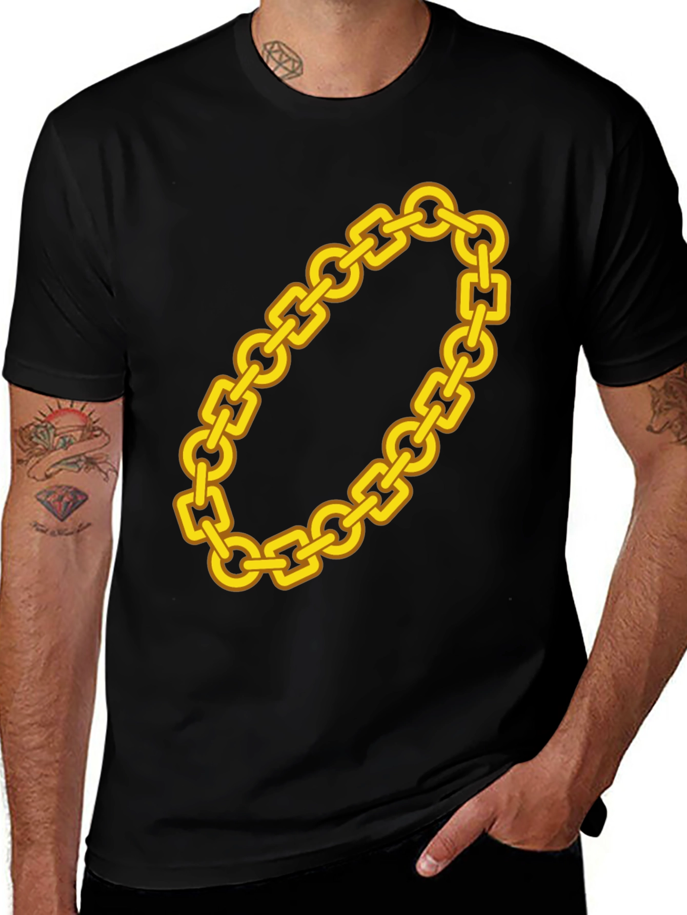 Variant 9 of Gold Chain Graphic Tee - Bold Statement Shirt