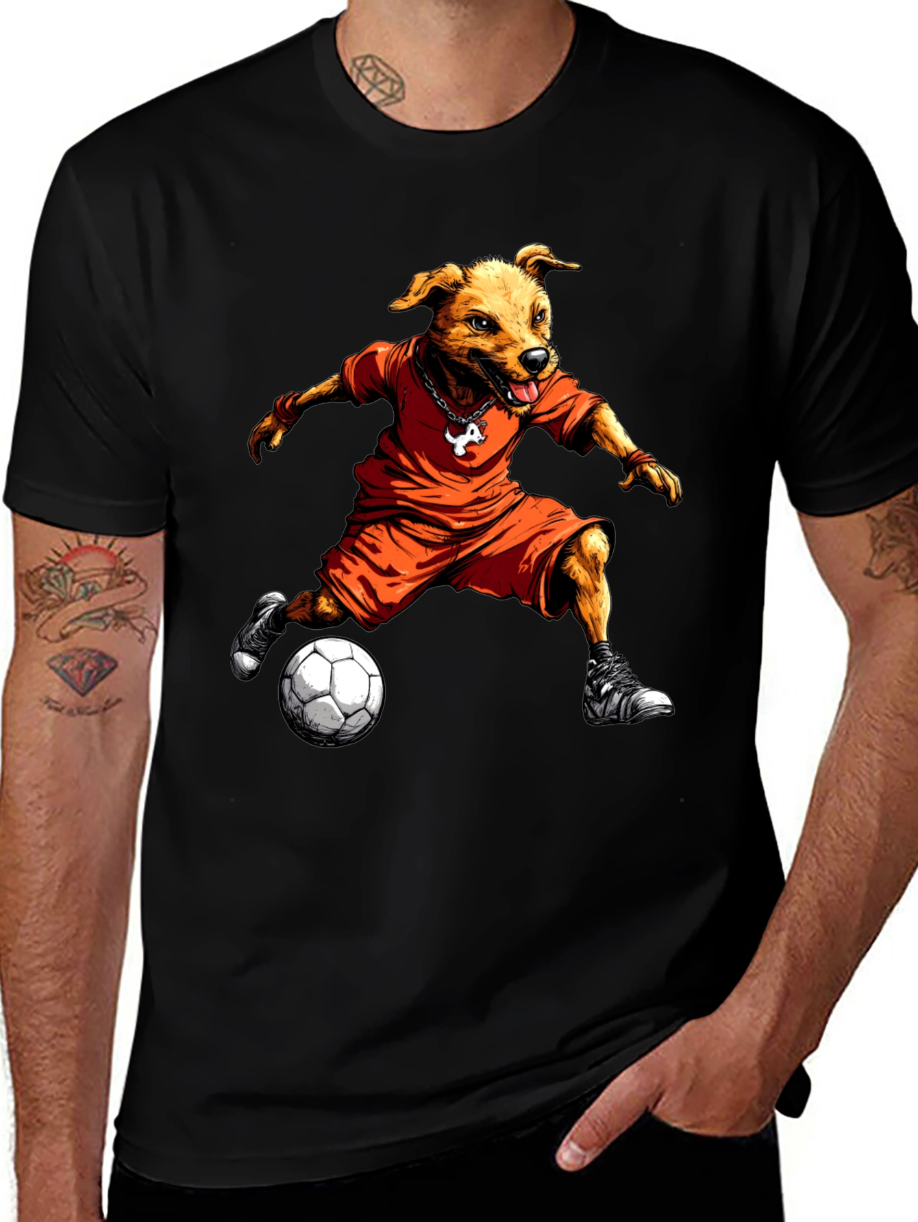Variant 3 of Dog Soccer Player Graphic T-Shirt