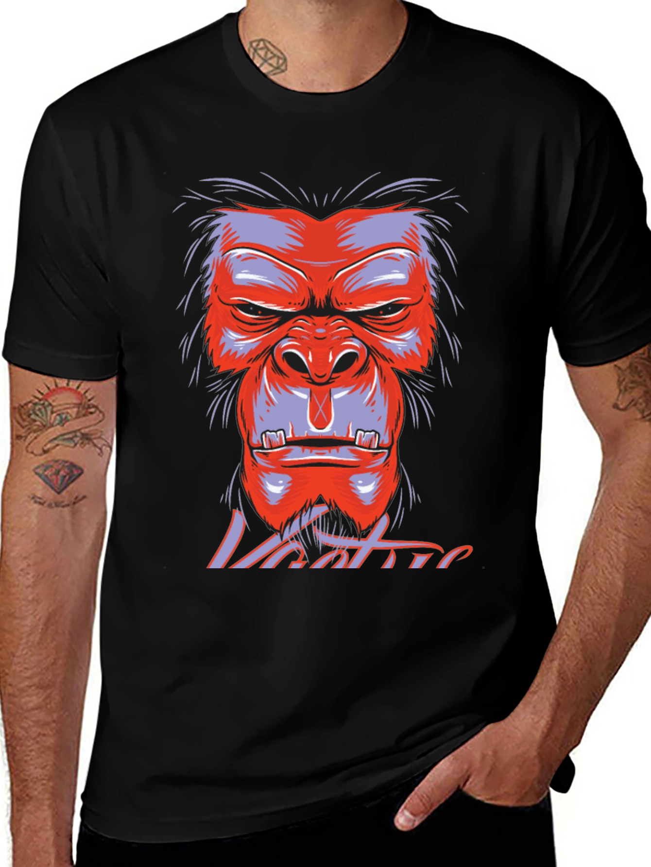 Variant 11 of Graphic Gorilla T-Shirt - Bold Red & Black Tee