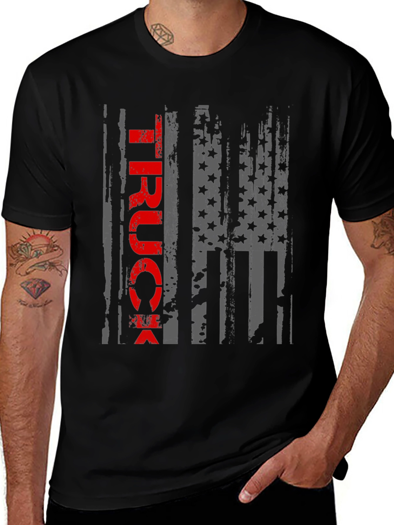 Variant 10 of Truck American Flag Graphic T-Shirt