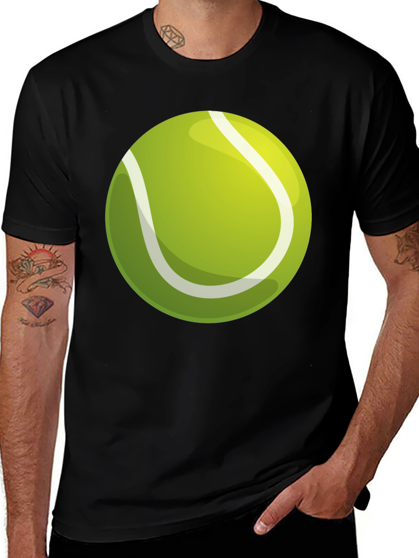 Variant 23 of Tennis Ball Graphic Black T-Shirt