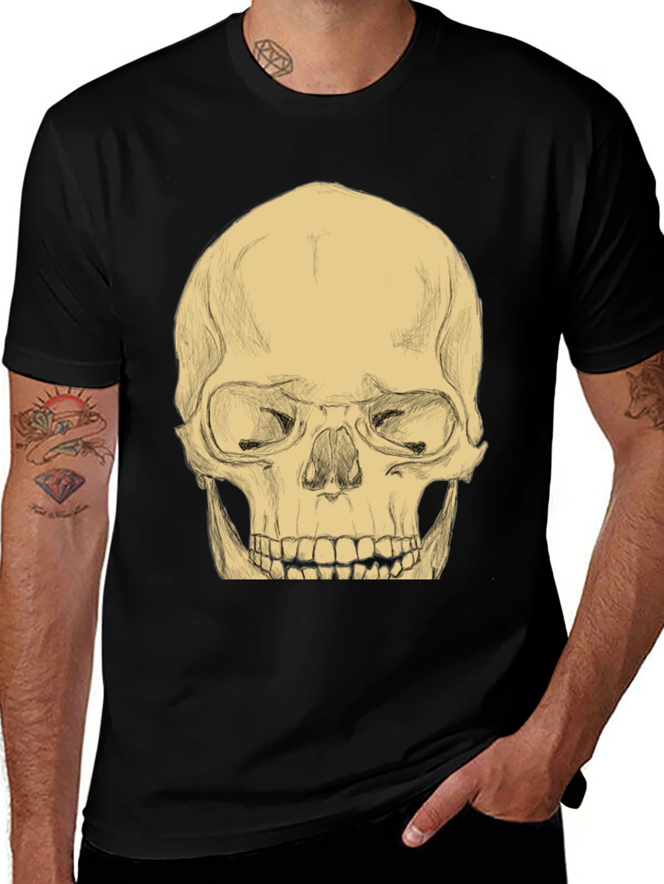 Variant 26 of Skull Graphic Tee - Men's Casual Black T-Shirt