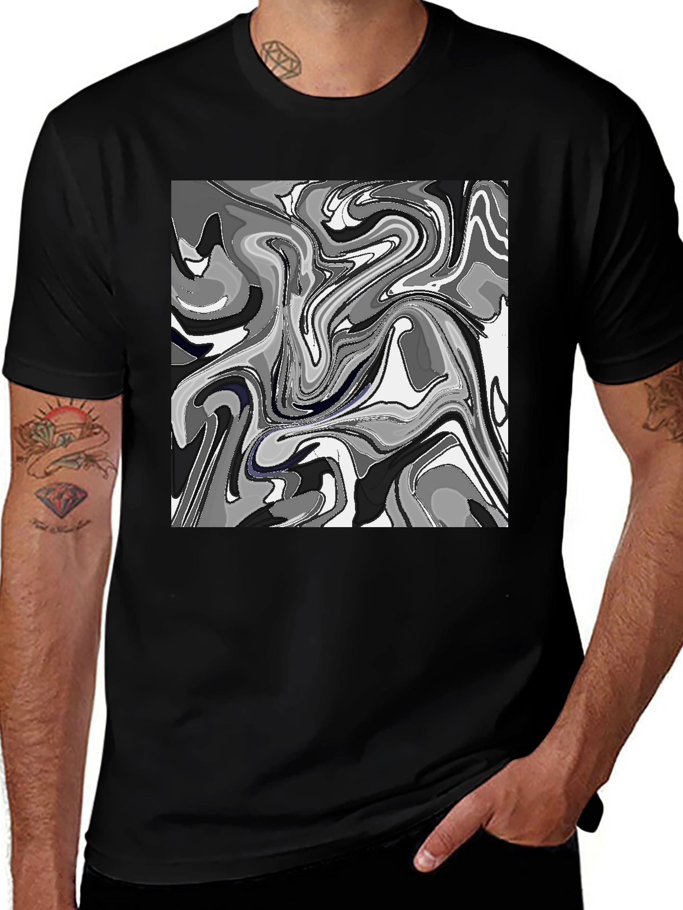 Variant 30 of Abstract Art Men's Black T-Shirt