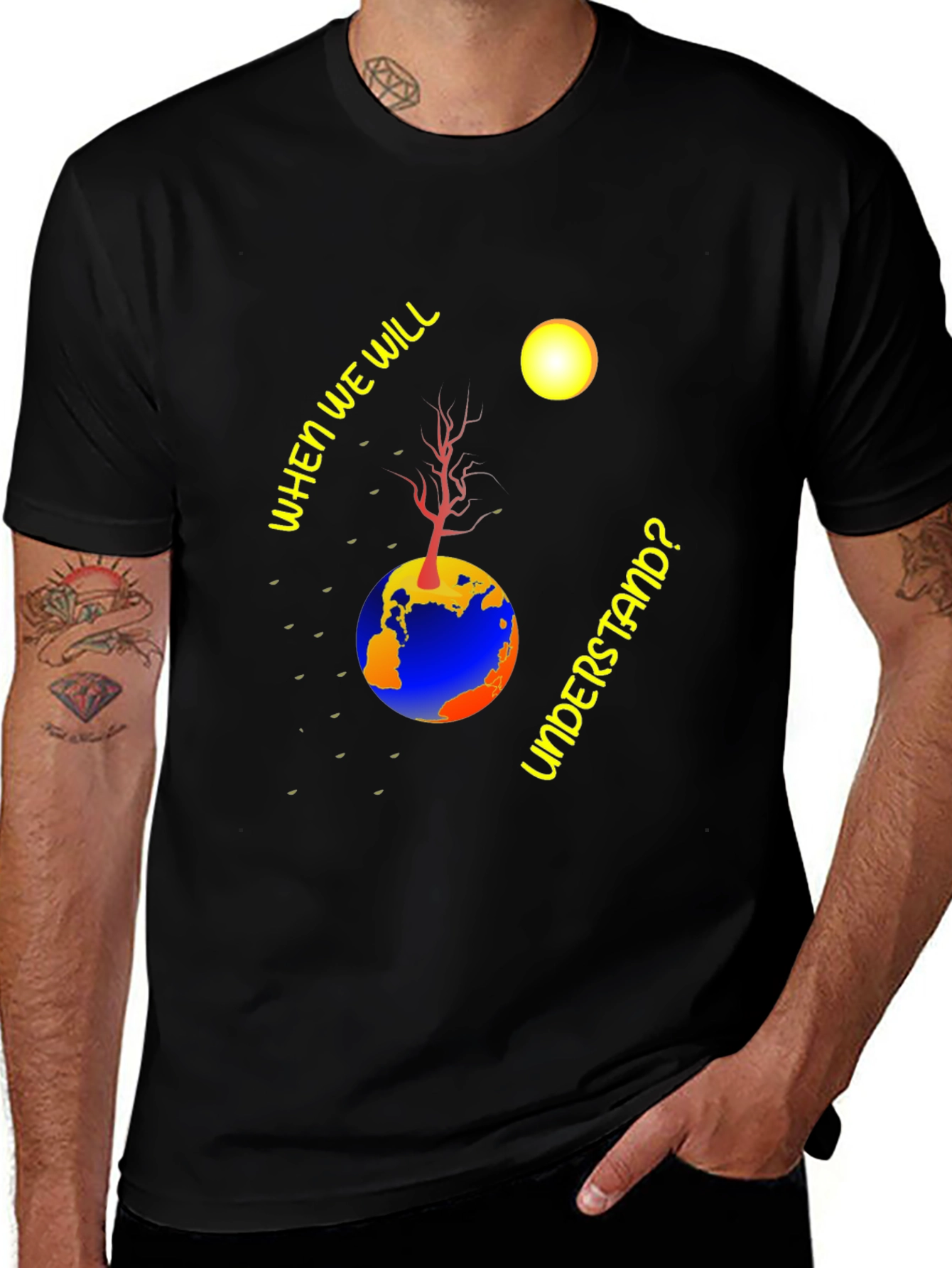 Earth Understanding Graphic Black T-Shirt