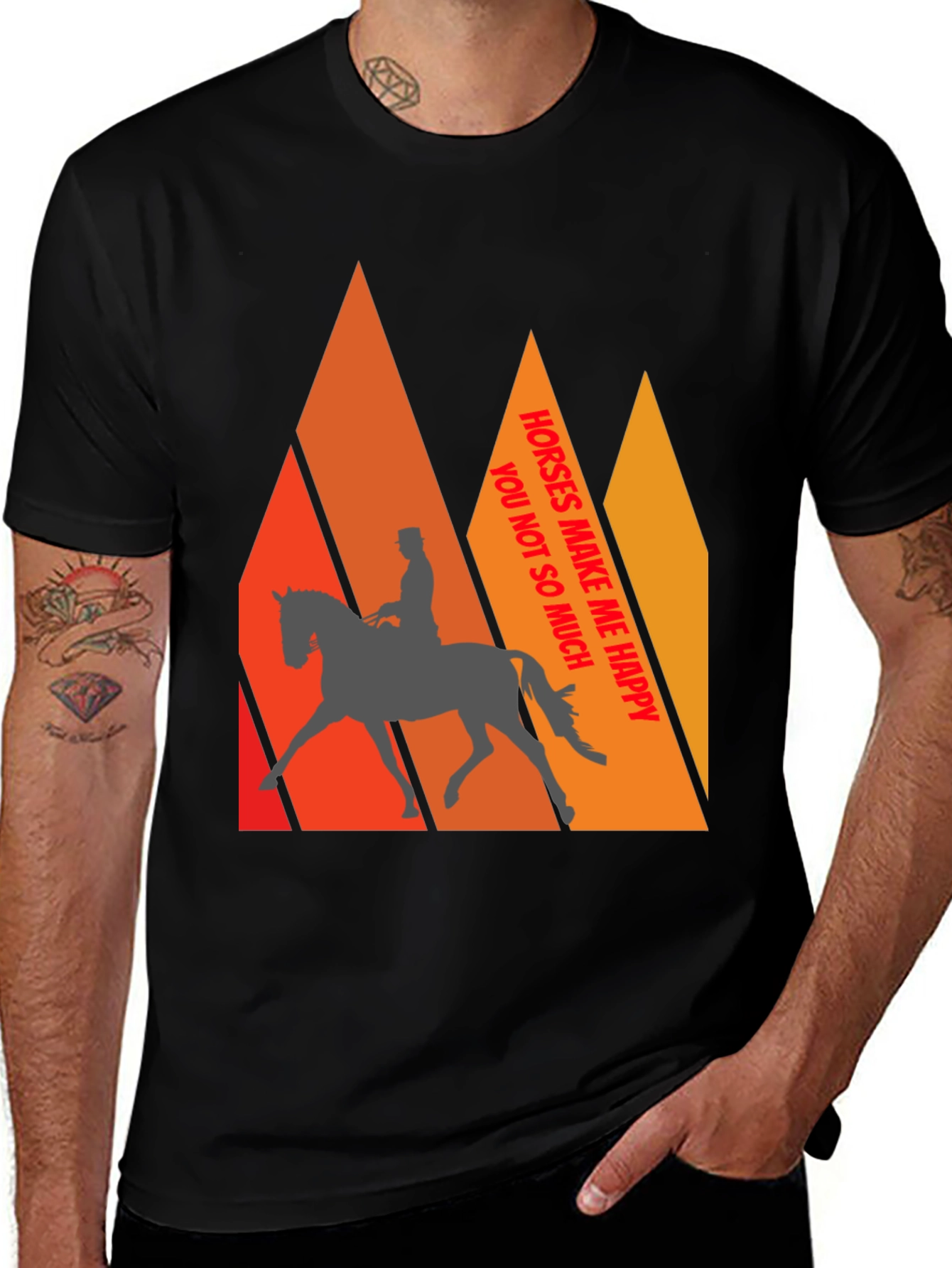 Variant 15 of Horses Not Happiness Graphic Tee - Unisex Black T-Shirt