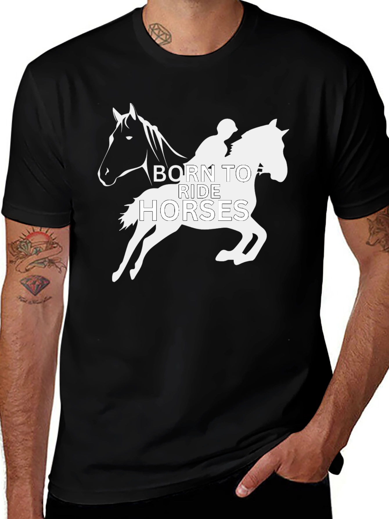 Variant 16 of Born to Ride Horses Graphic Tee - Black