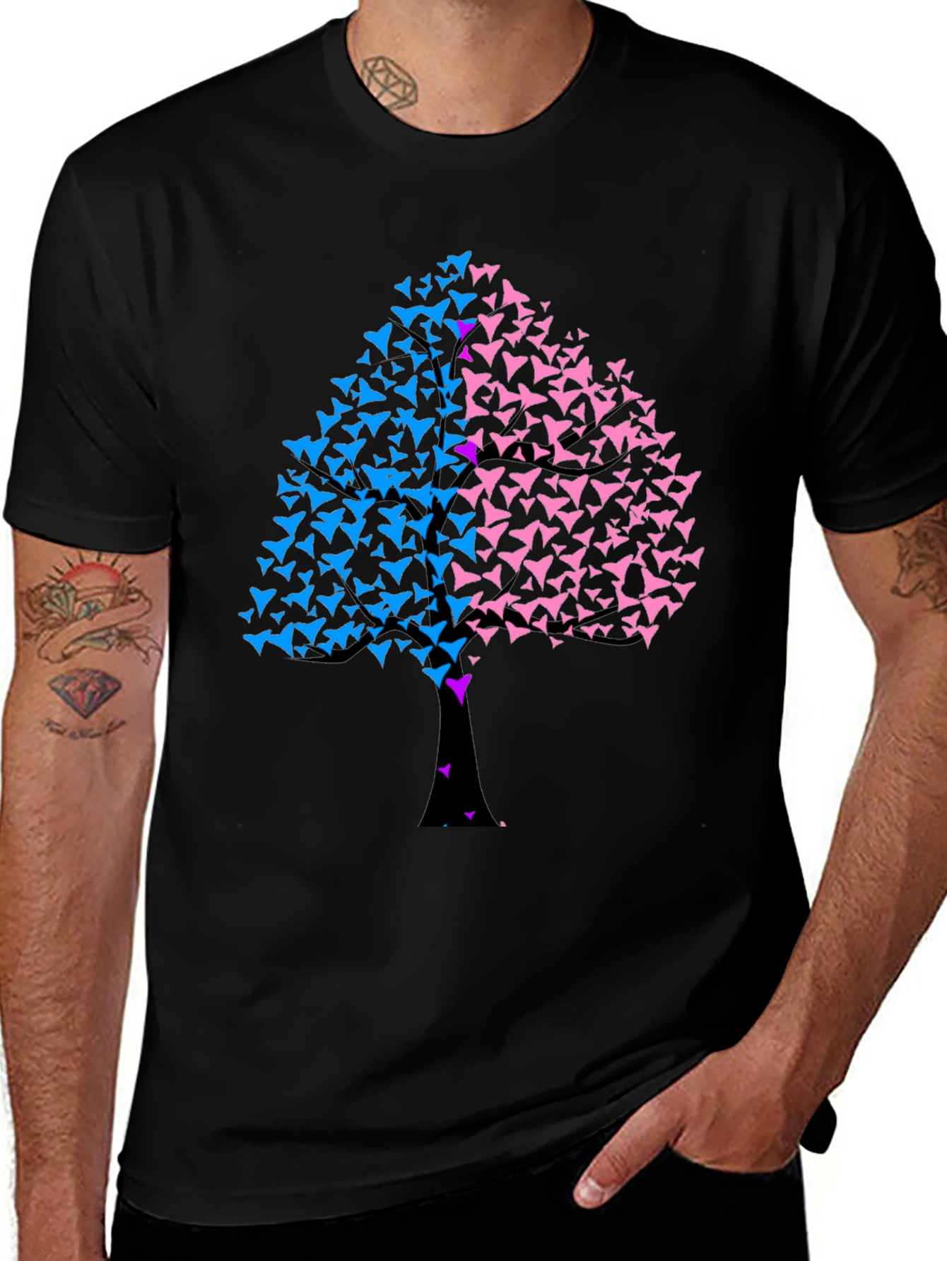 Variant 17 of Unique Tree Graphic T-Shirt - Black