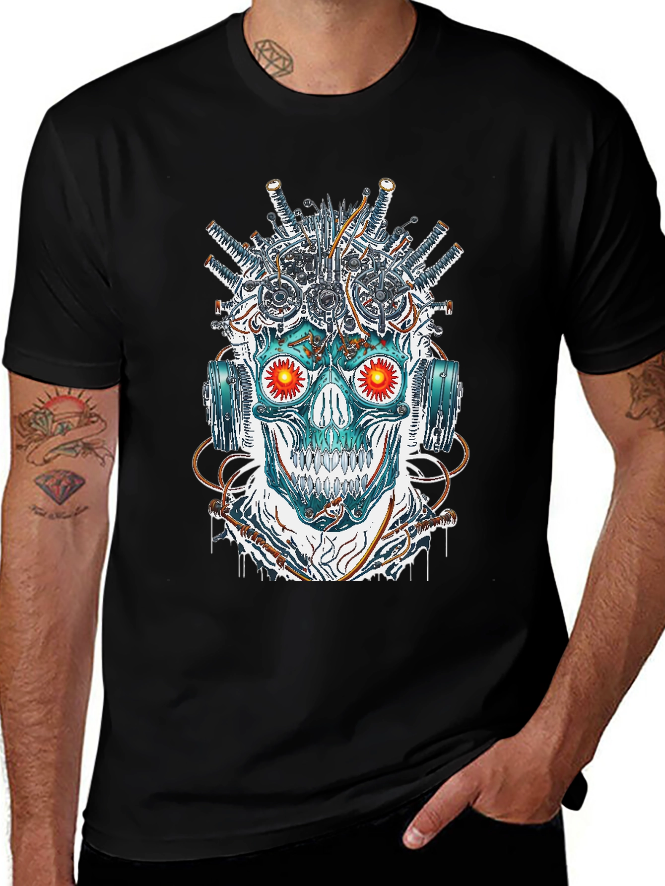 Variant 26 of Cyberpunk Skull Graphic T-Shirt - Edgy Streetwear