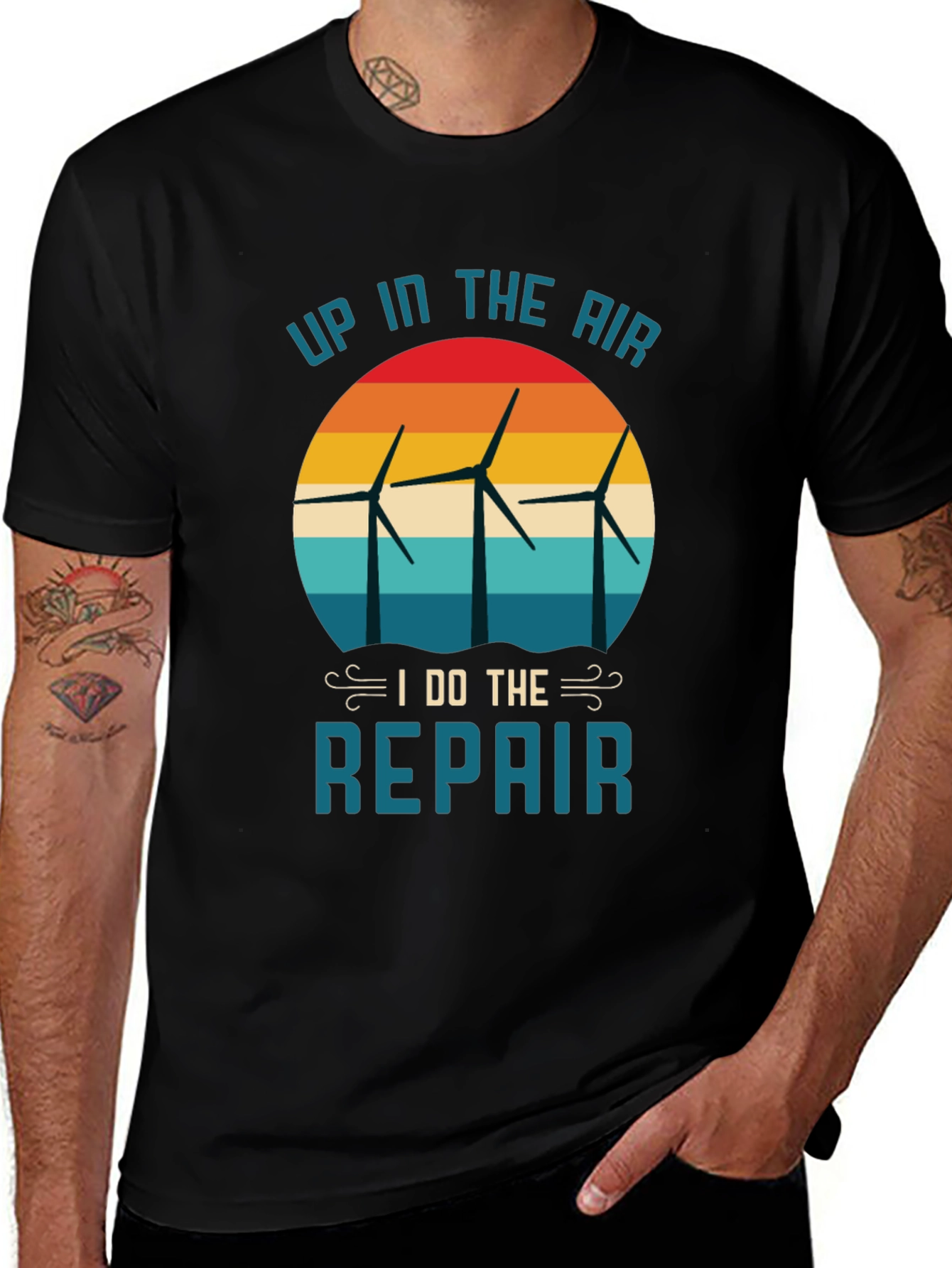 Up in the Air Wind Turbine Repair T-Shirt