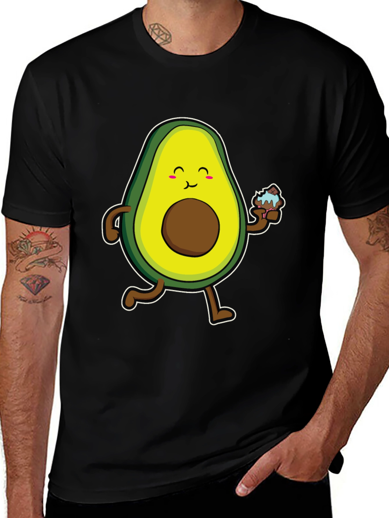 Variant 13 of Avocado Lover's Black T-Shirt