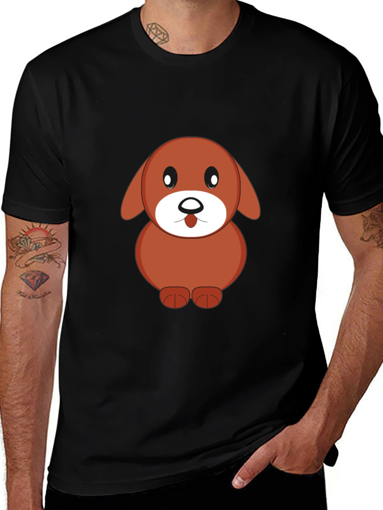 Variant 21 of Cartoon Dog Black T-Shirt