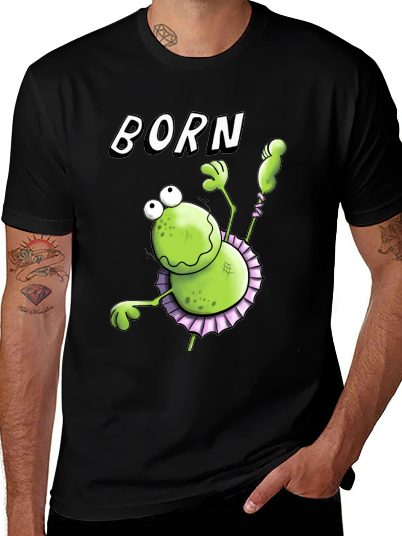 Variant 19 of Born to Dance Frog Tee - Black Cotton T-Shirt
