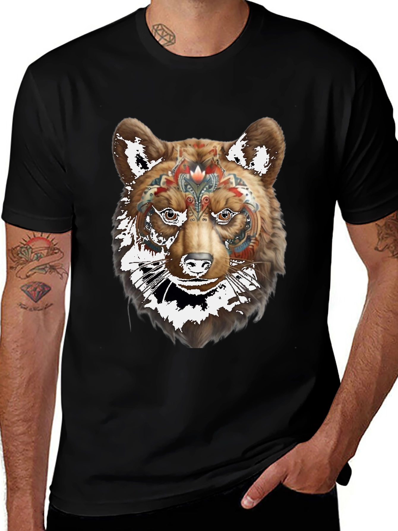 Variant 28 of Bear Graphic Black T-Shirt - Stylish Animal Design