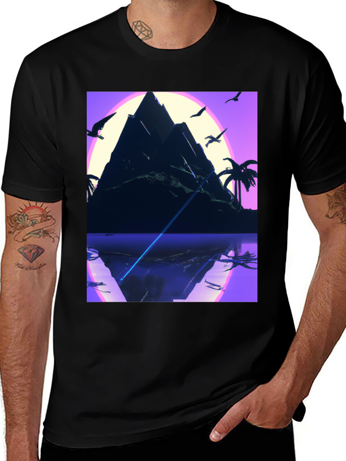 Variant 12 of Synthwave Mountain Black Tee