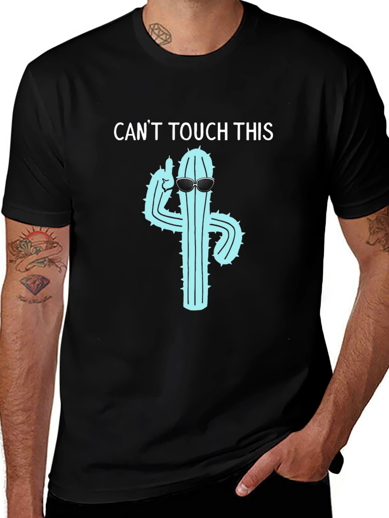 Variant 23 of Cool Cactus T-Shirt - "Can't Touch This" Design
