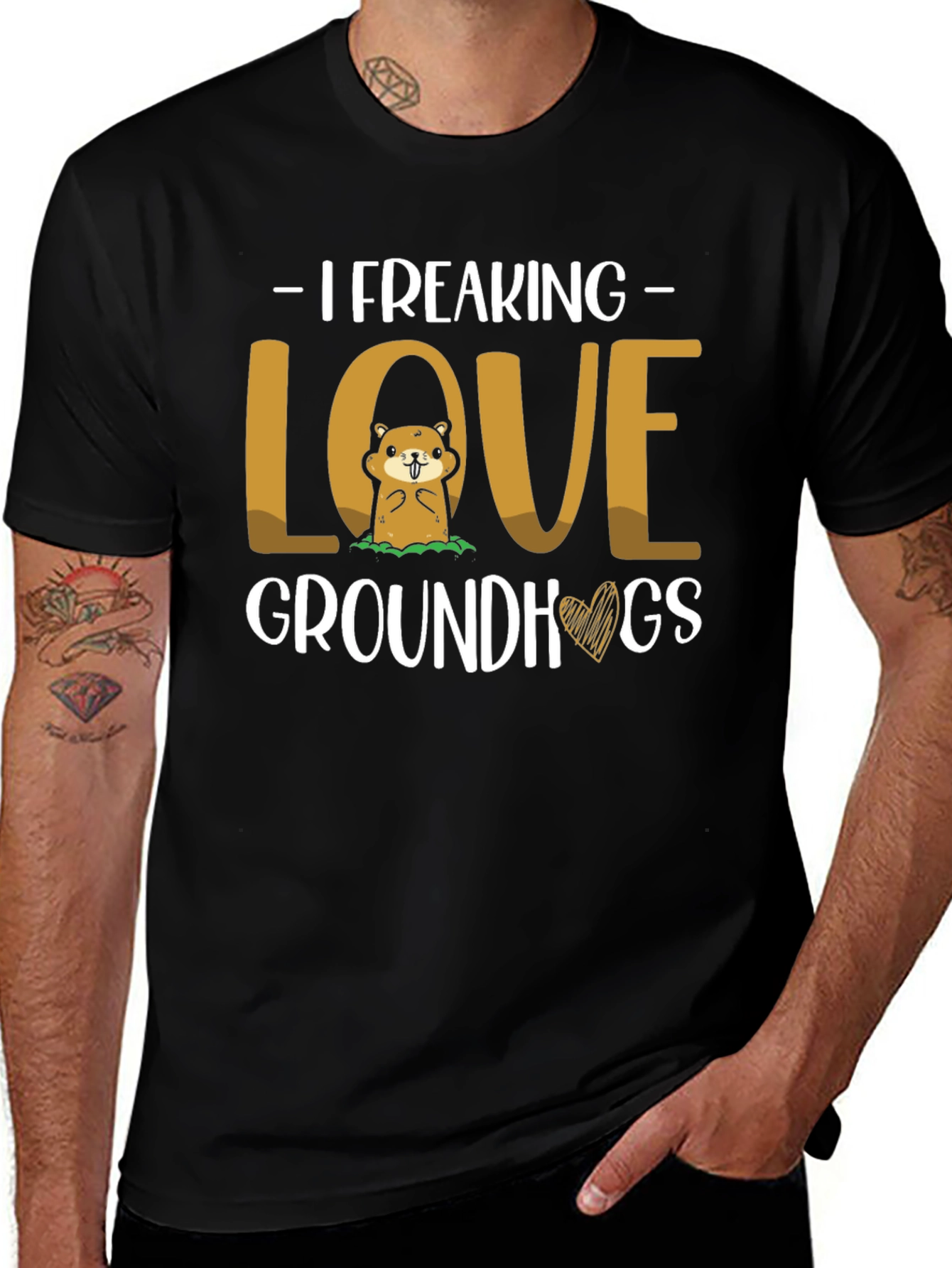 Variant 9 of I Freaking Love Groundhogs Graphic Tee
