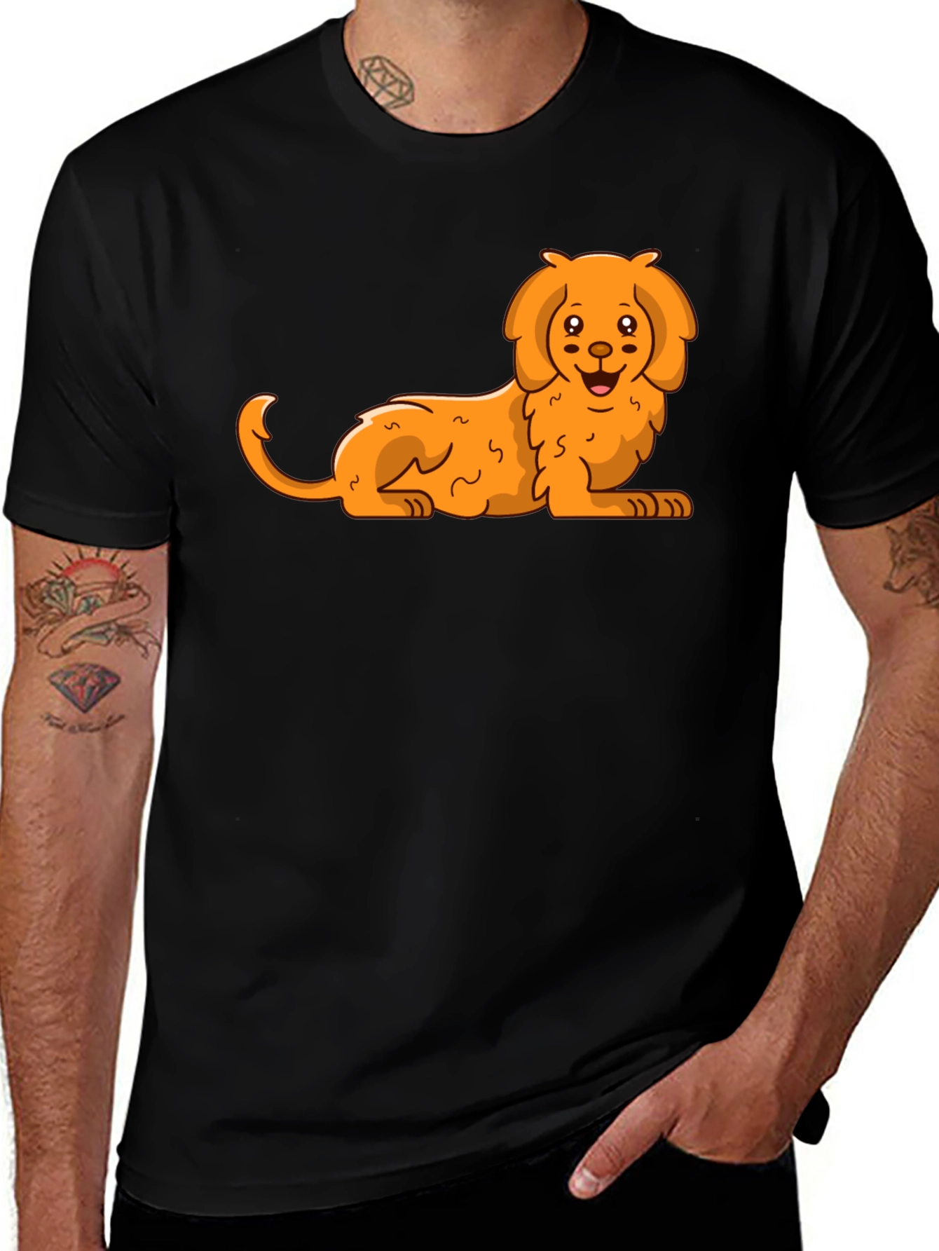 Variant 27 of Cute Cartoon Dog Black T-Shirt