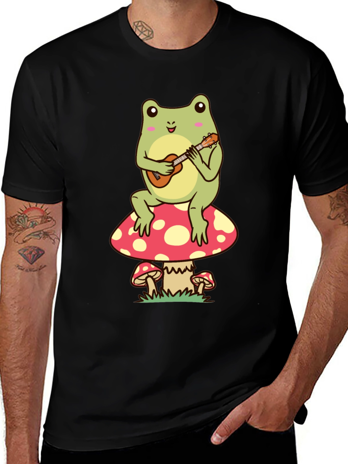 Variant 6 of Frog on Mushroom Ukulele T-Shirt