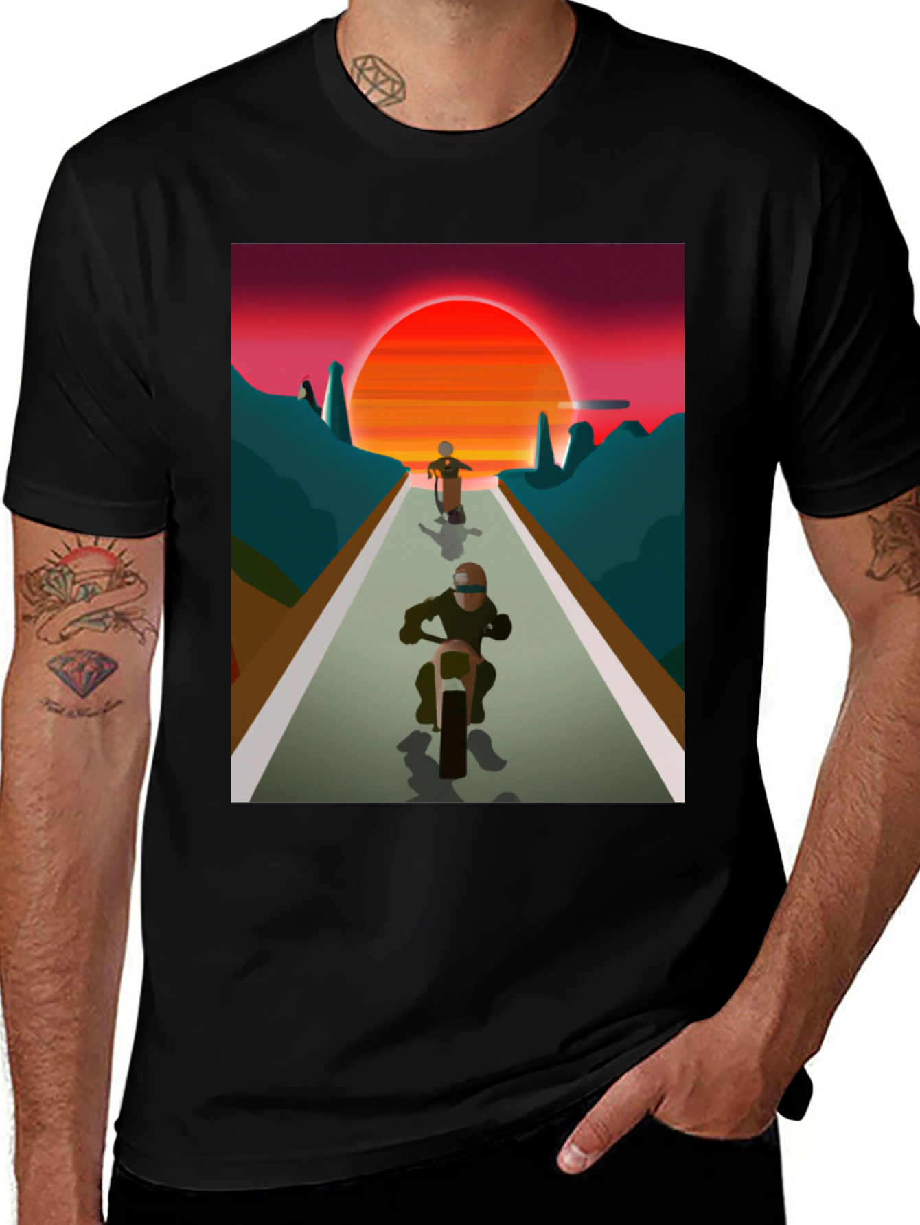 Variant 24 of Retro Motorcycle Sunset T-Shirt