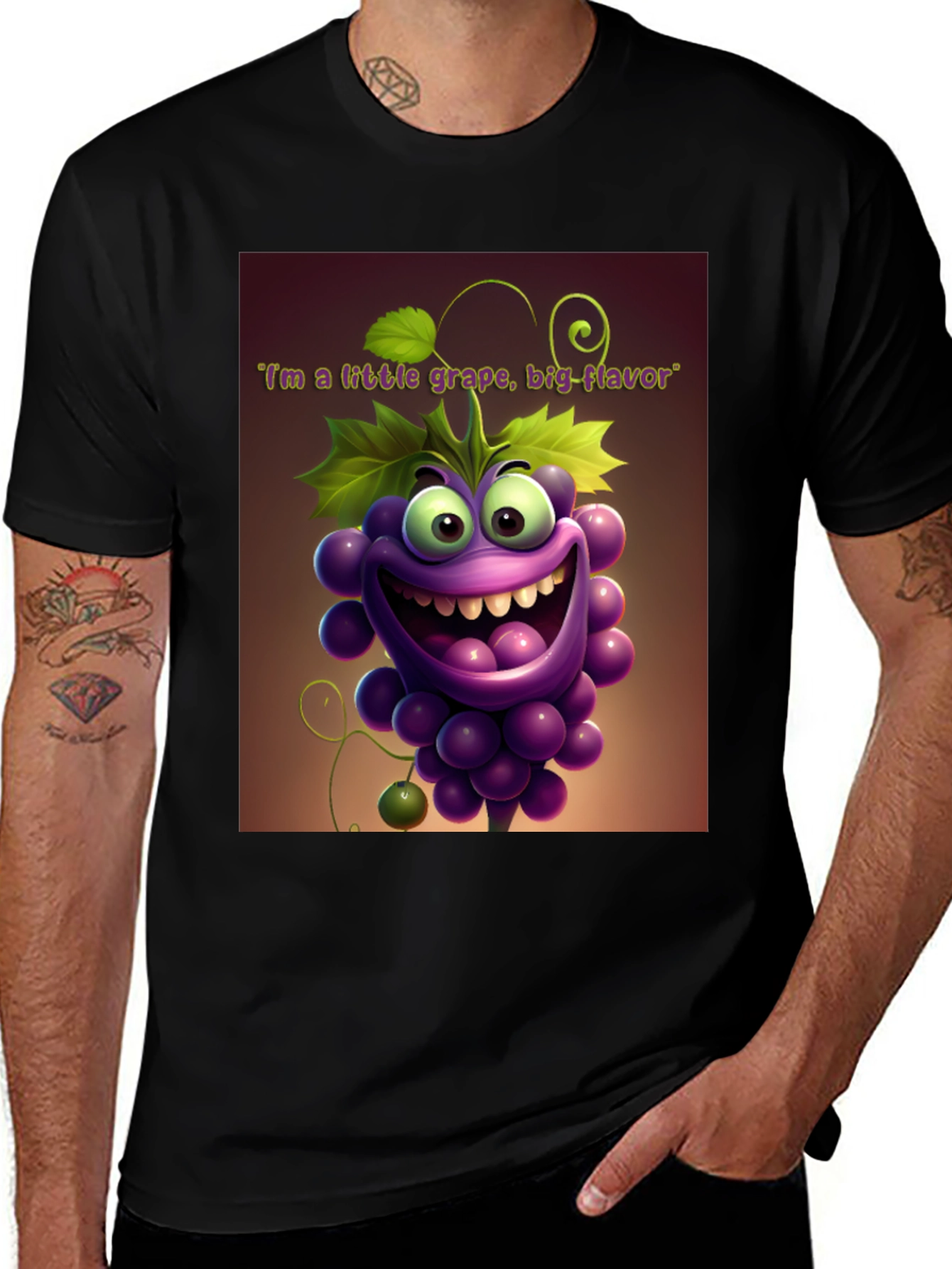 Variant 4 of Funny Grape Graphic T-Shirt - Big Flavor Cartoon